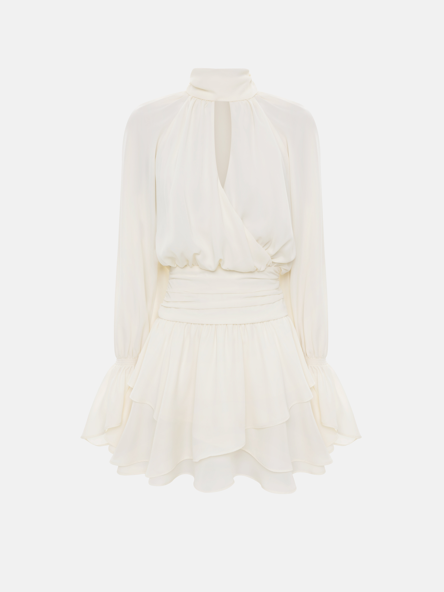 Minikleid mit drapierter Hüftpartie und mehrlagigem Rock