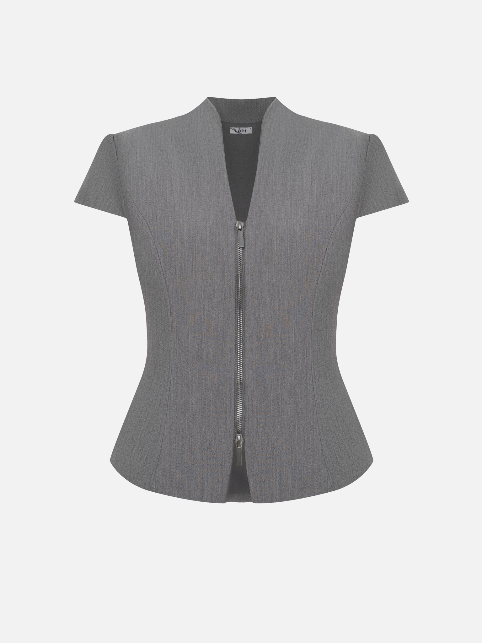 Zip-up blouse in a dense fabric
