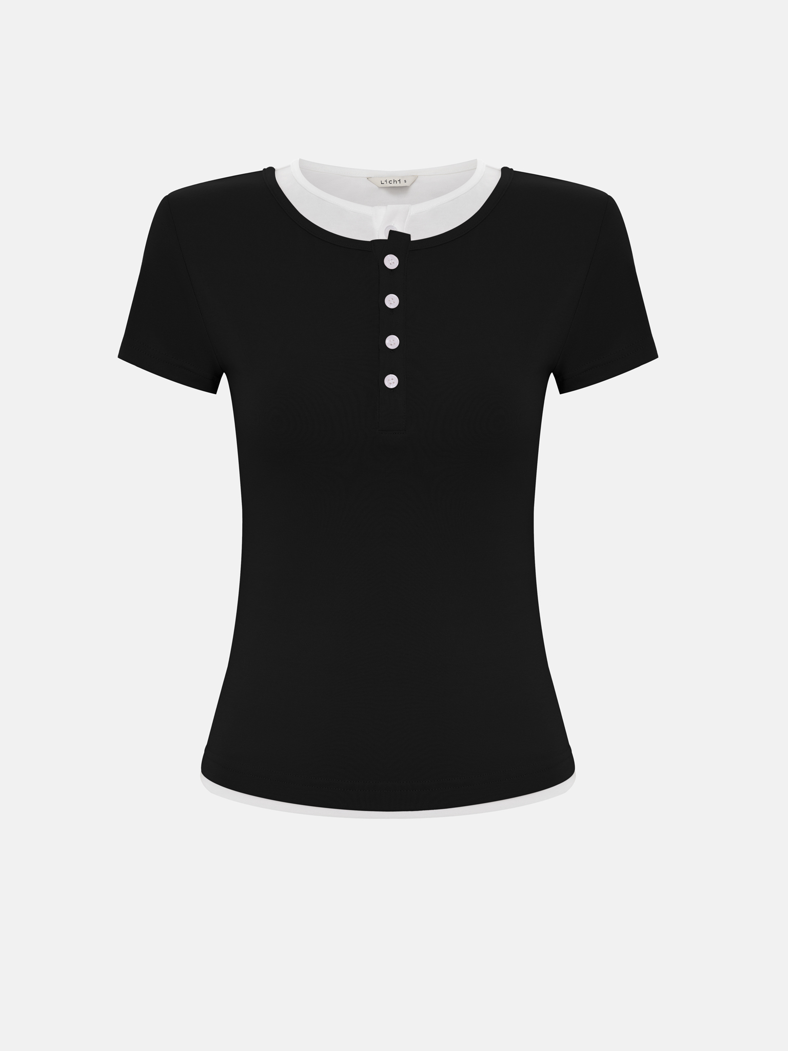 Топ из хлопка с короткими рукавами и контрастными вставками