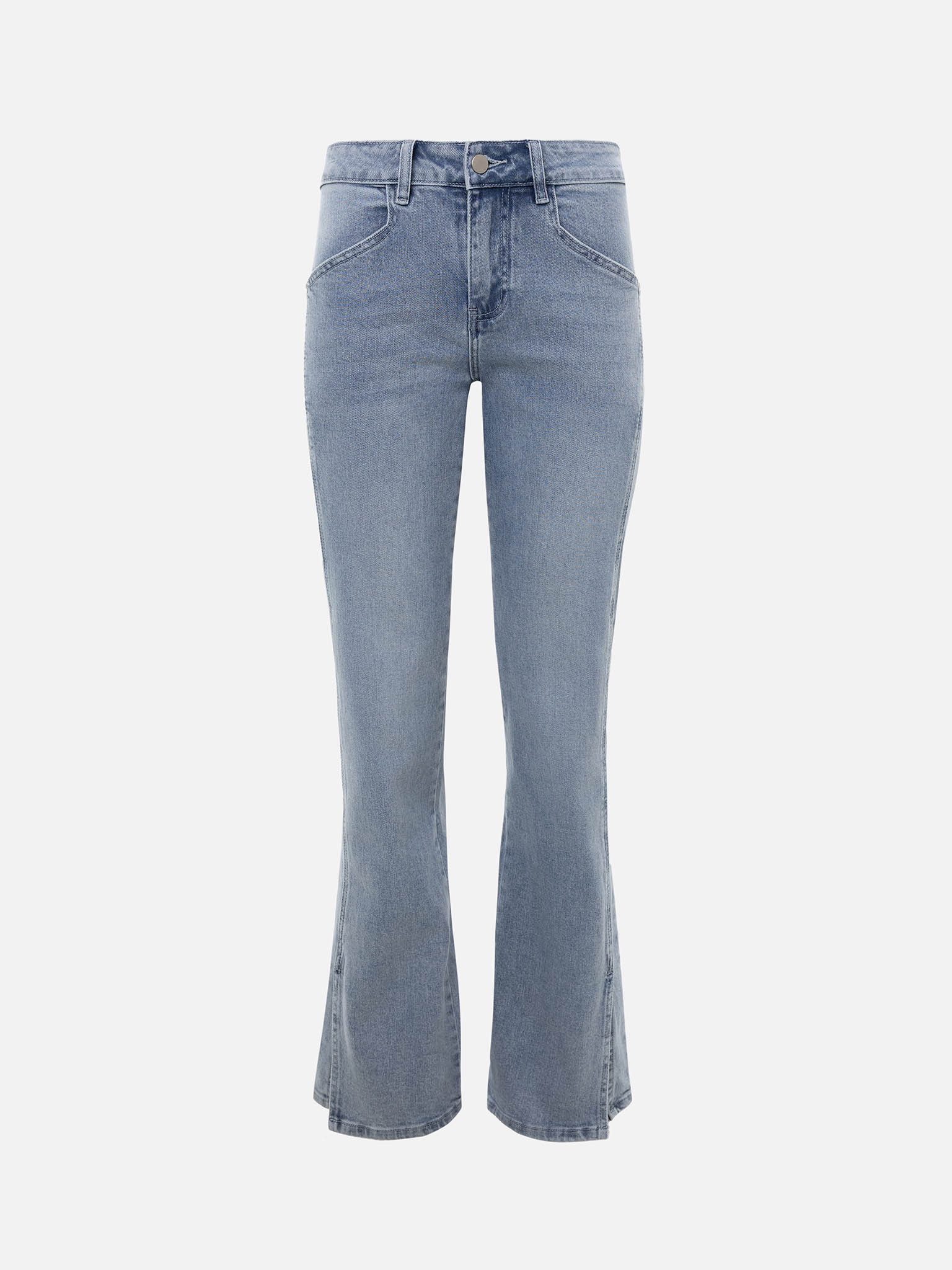 Flared jeans with slits on the sides