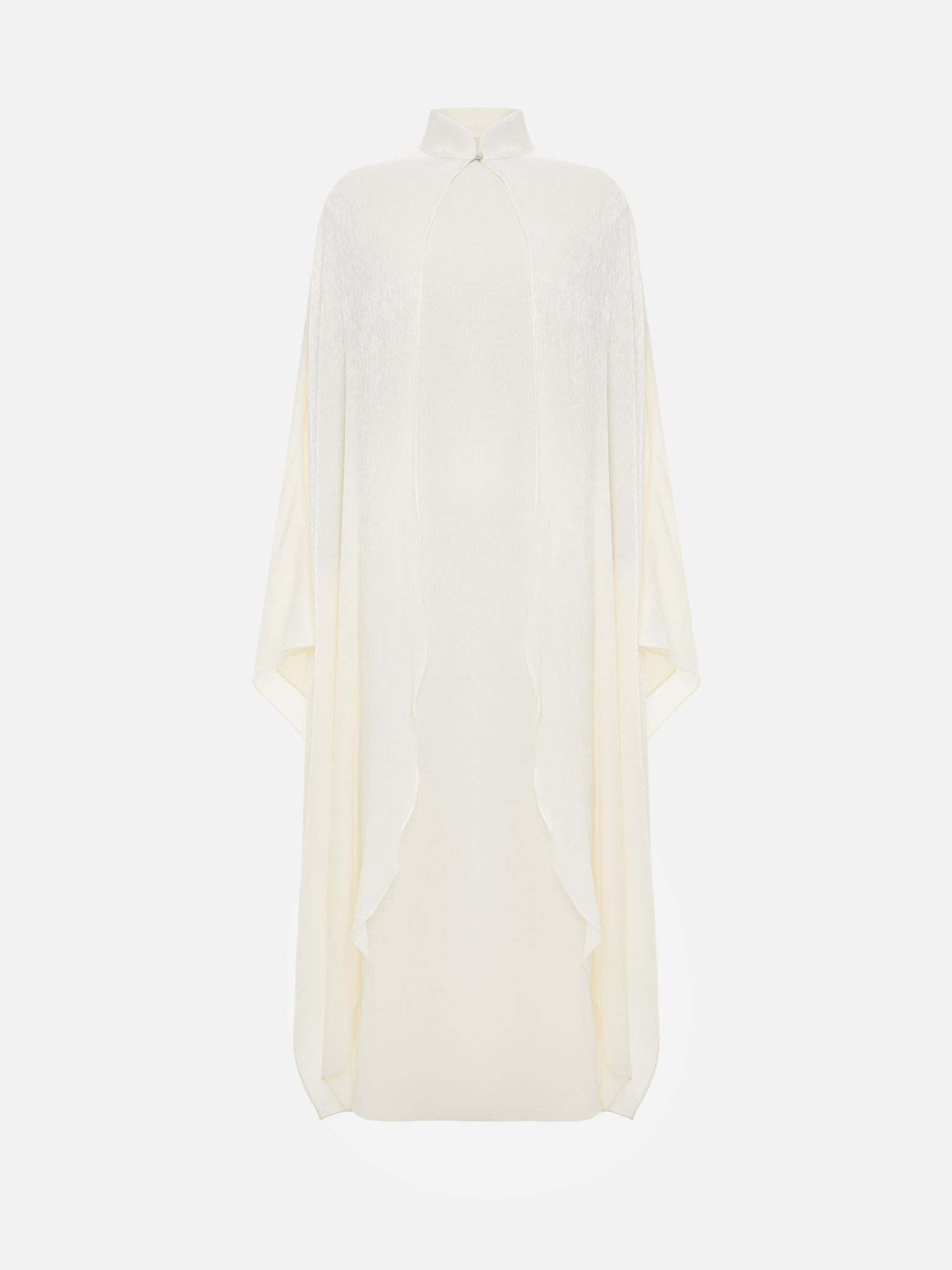 Metallic fabric maxi dress with long cape