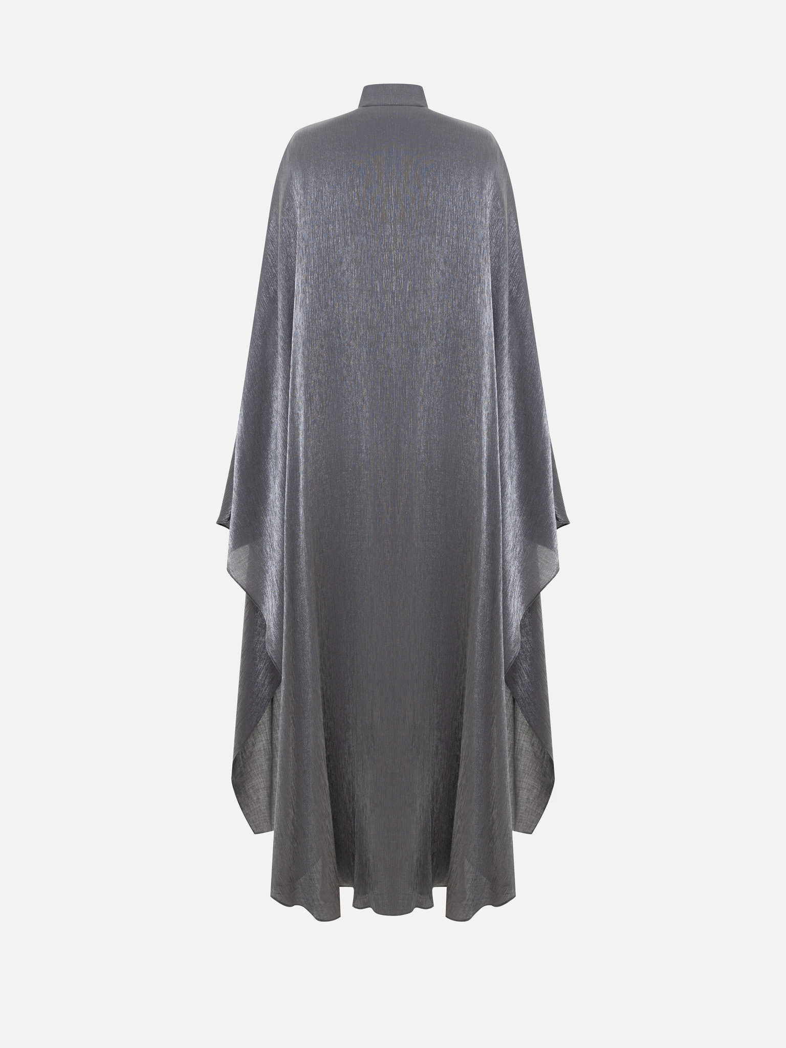 Metallic fabric maxi dress with long cape