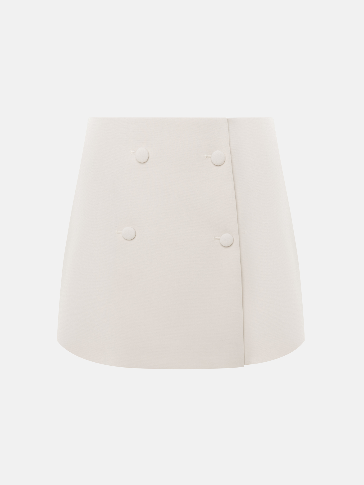 Wrap mini skirt with covered buttons