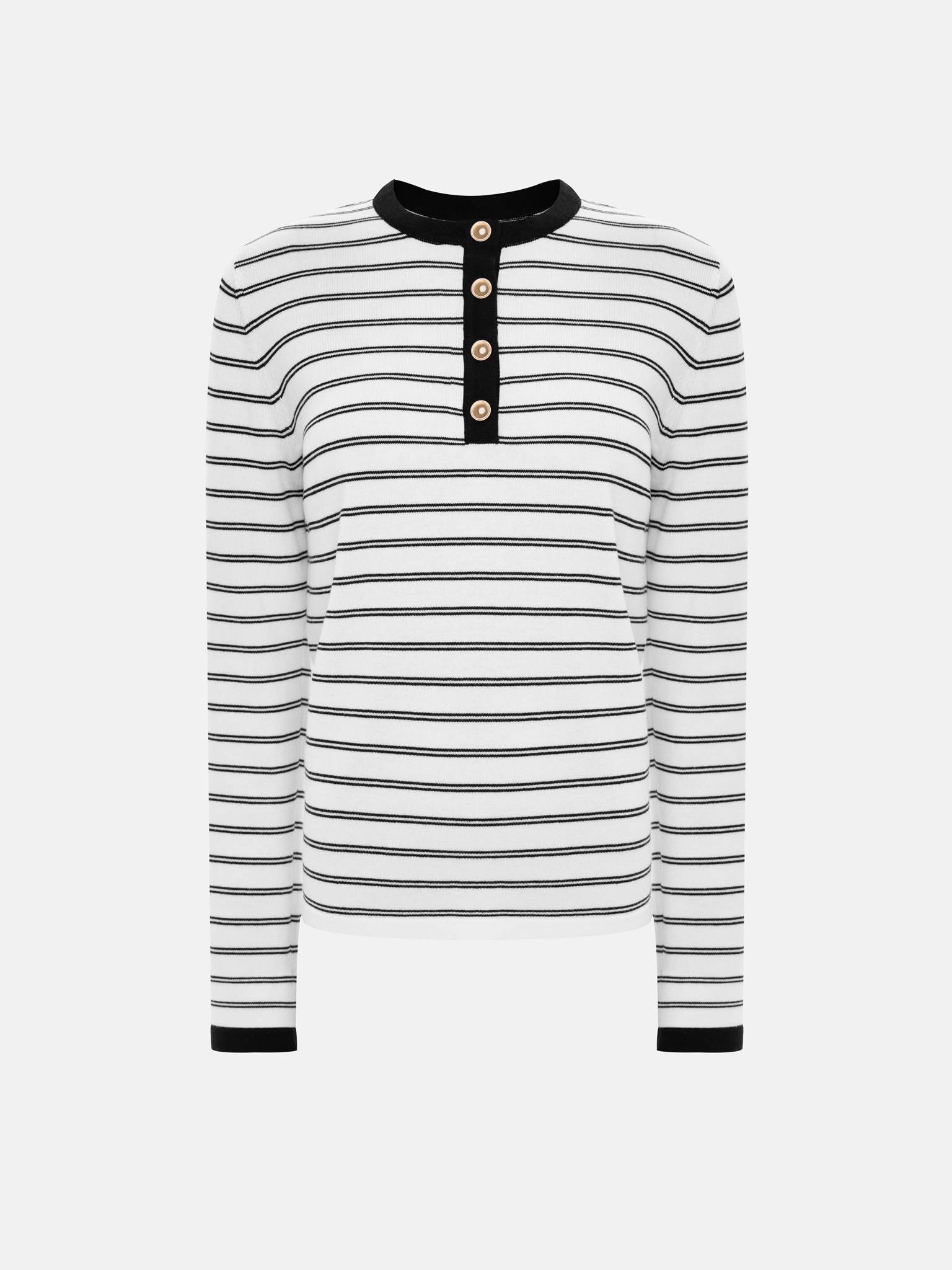 Джемпер в тонкую полоску с пуговицами на воротнике