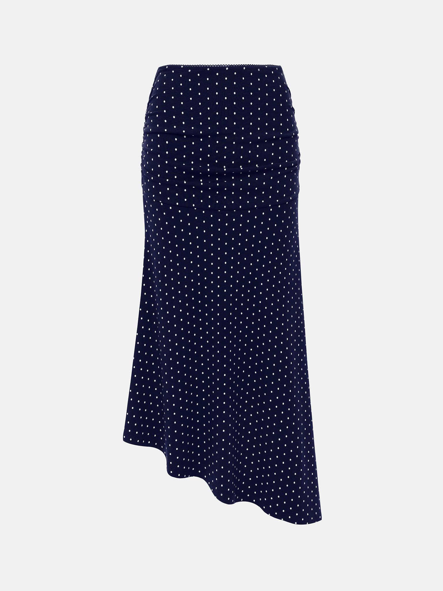 Polka dot viscose midi skirt