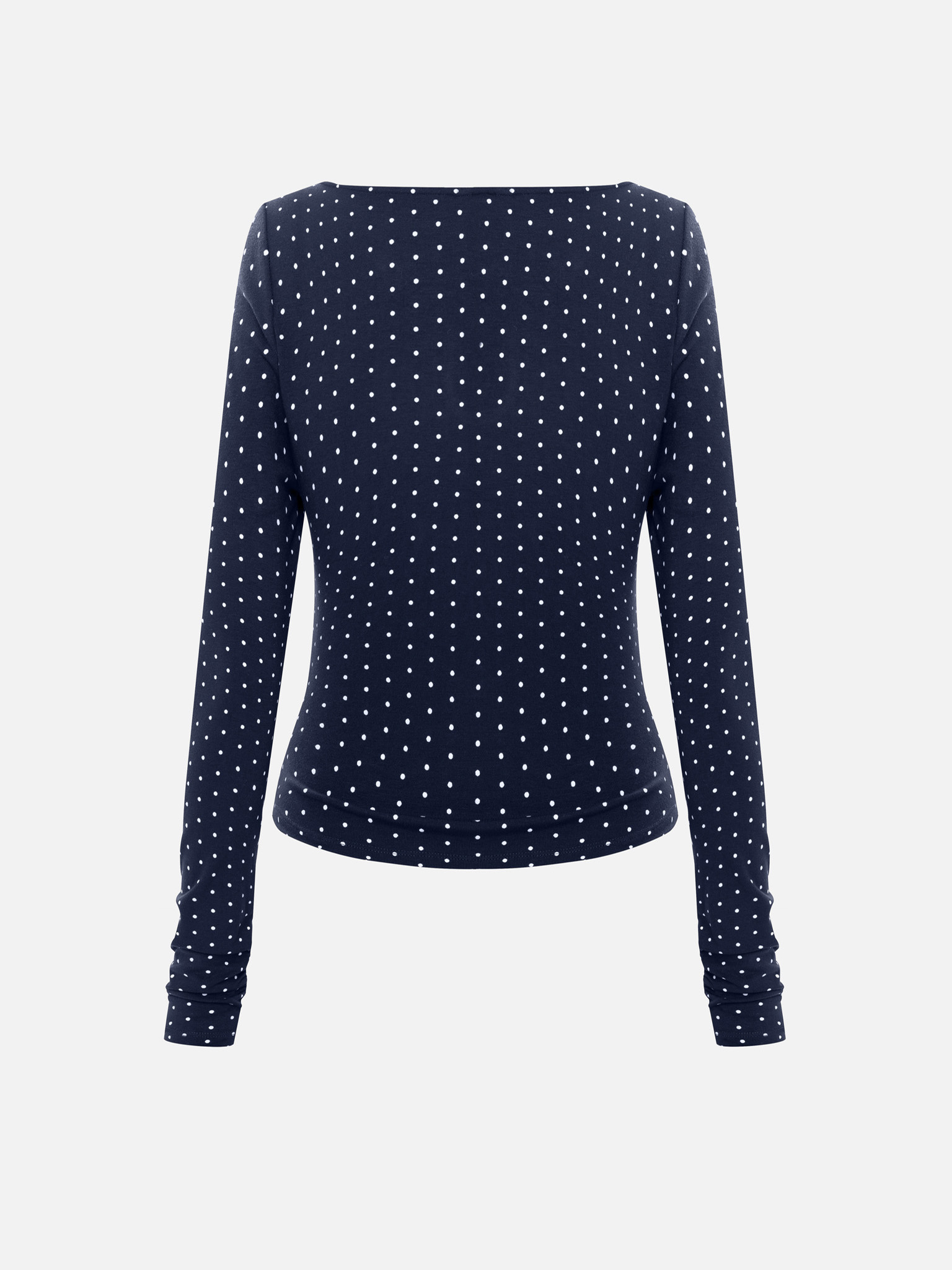 Polka dot viscose longsleeve with teardrop neckline