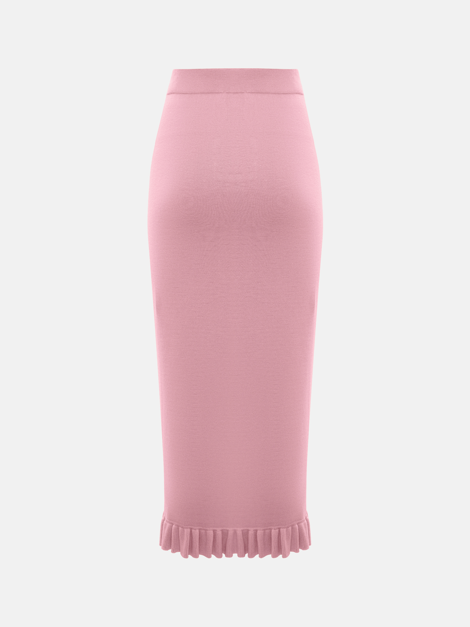 Smooth-knit midi skirt with ruffles