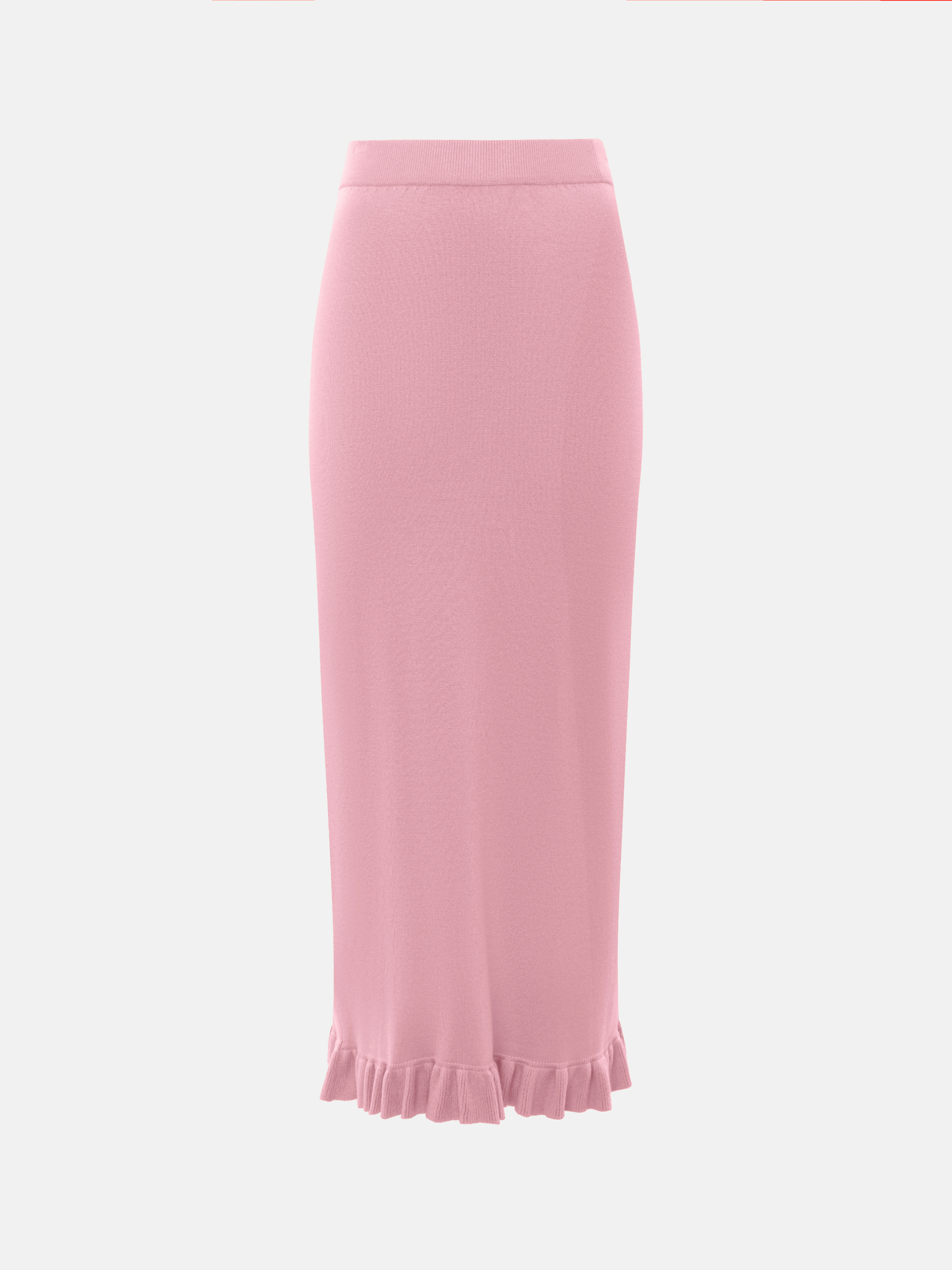 Smooth-knit midi skirt with ruffles