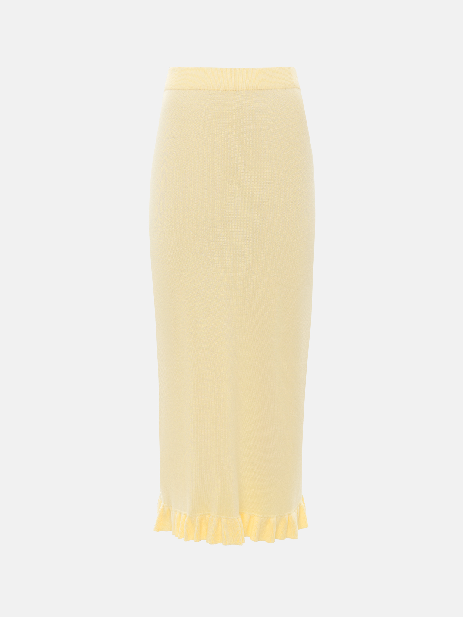 Smooth-knit midi skirt with ruffles
