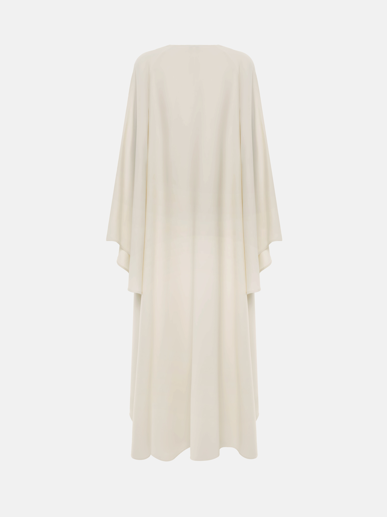 Maxi dress with voluminous cape and lace decoration