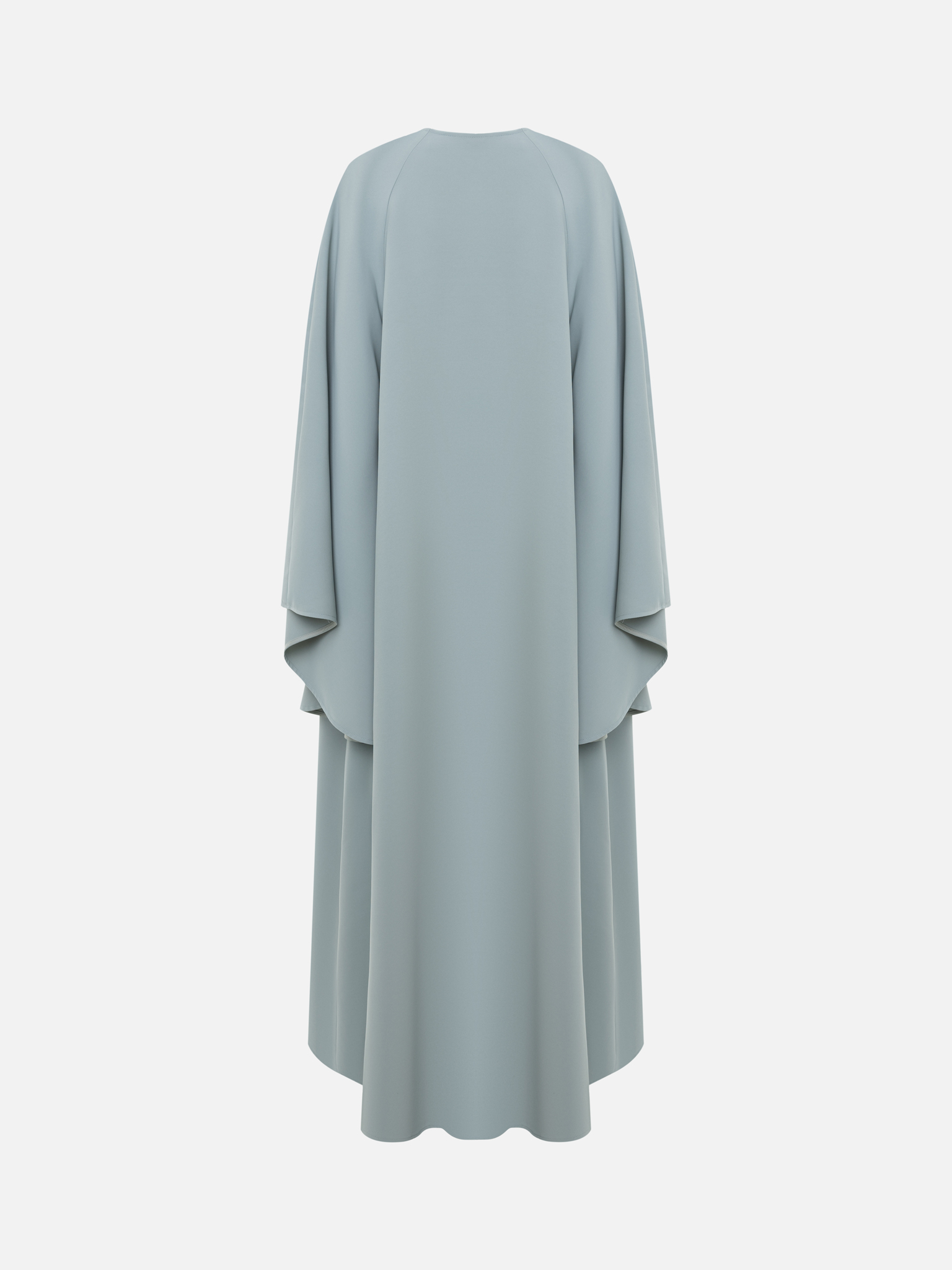 Maxi dress with voluminous cape and lace decoration