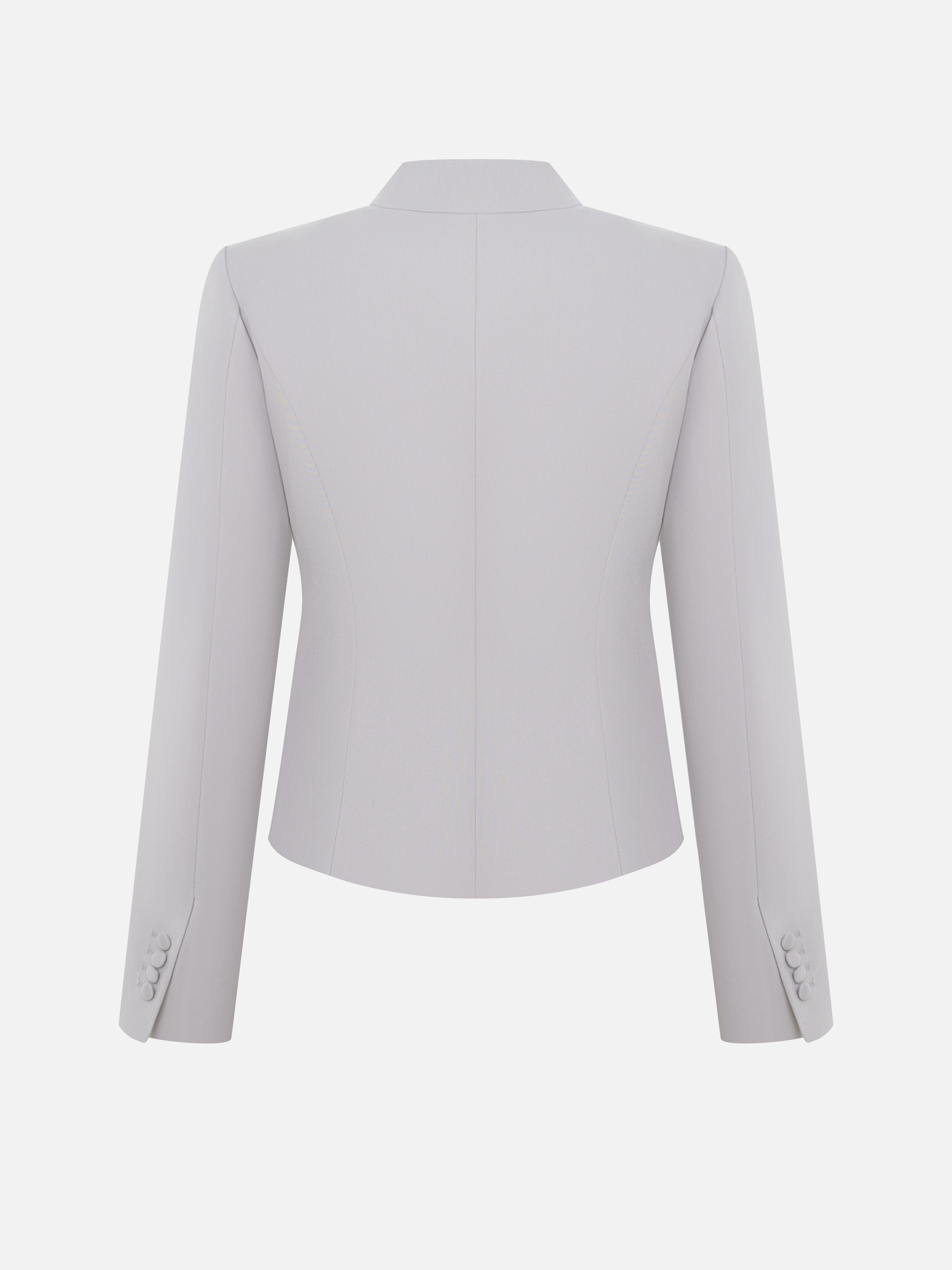 Приталенный однобортный жакет с обтяжными пуговицами