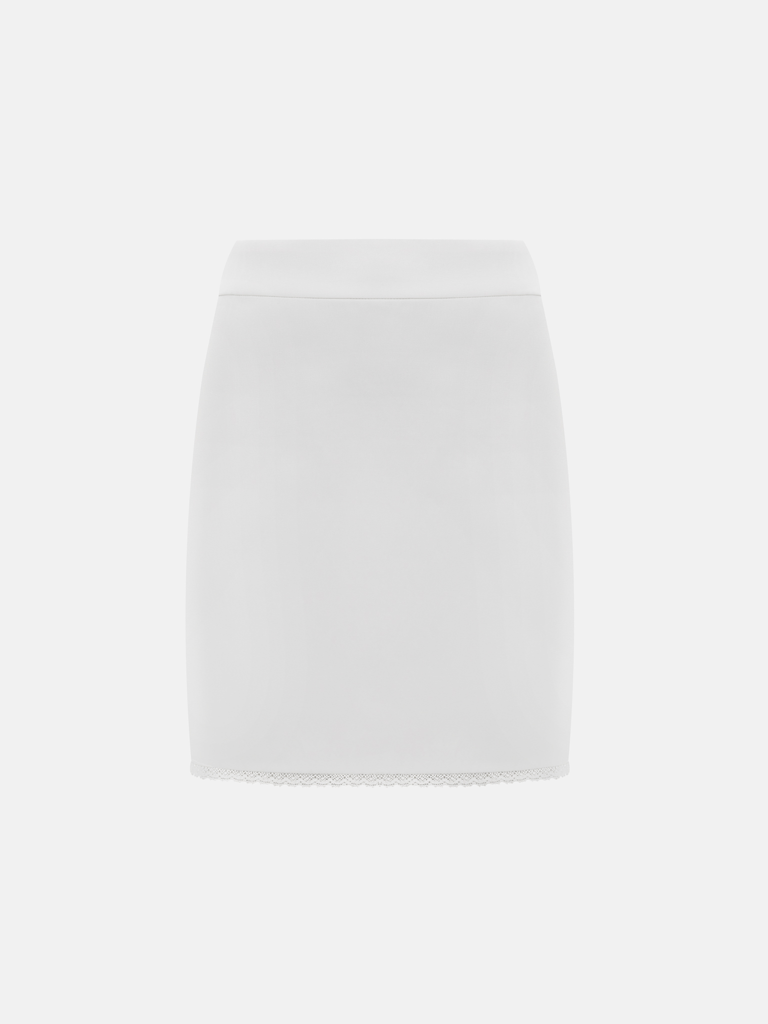 Straight viscose mini skirt with openwork detailing