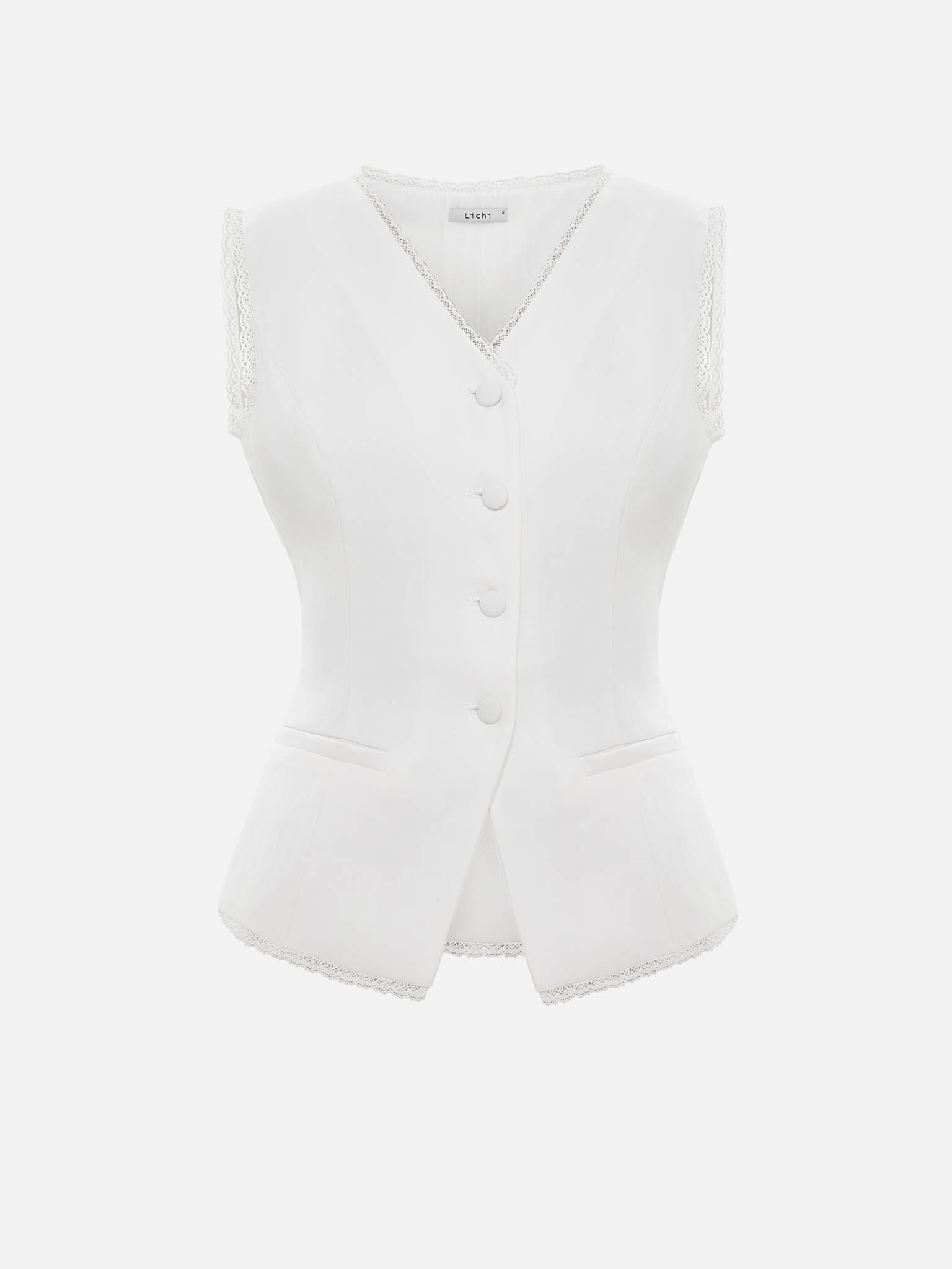 Приталенный жилет из вискозы с ажурным декором