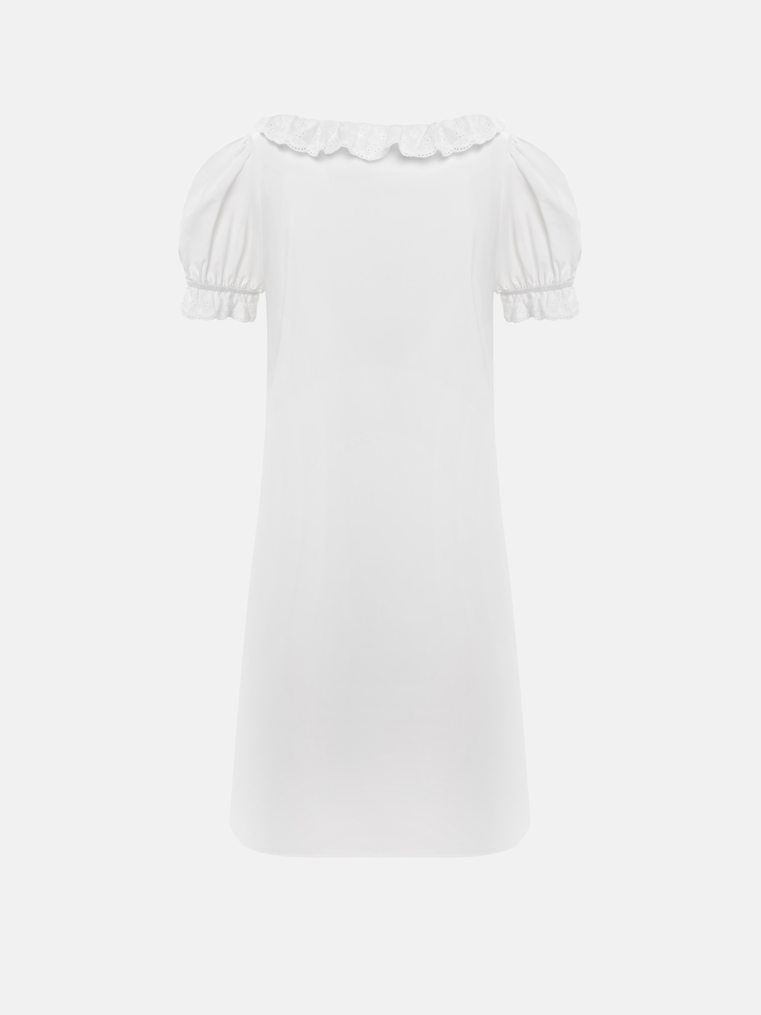 Платье мини из легкой ткани с ажурными оборками