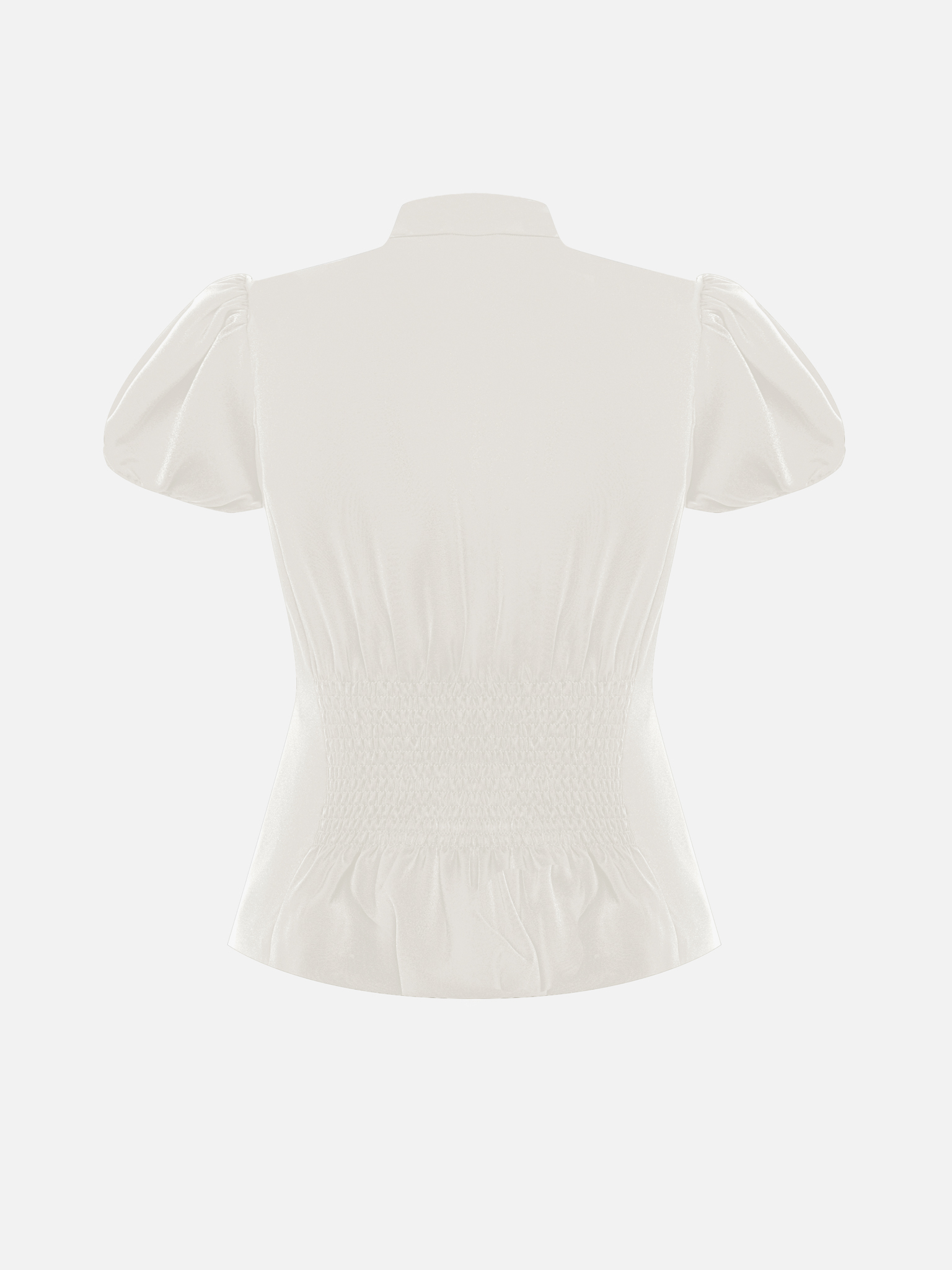 Fitted blouse with a high collar and concealed fastening