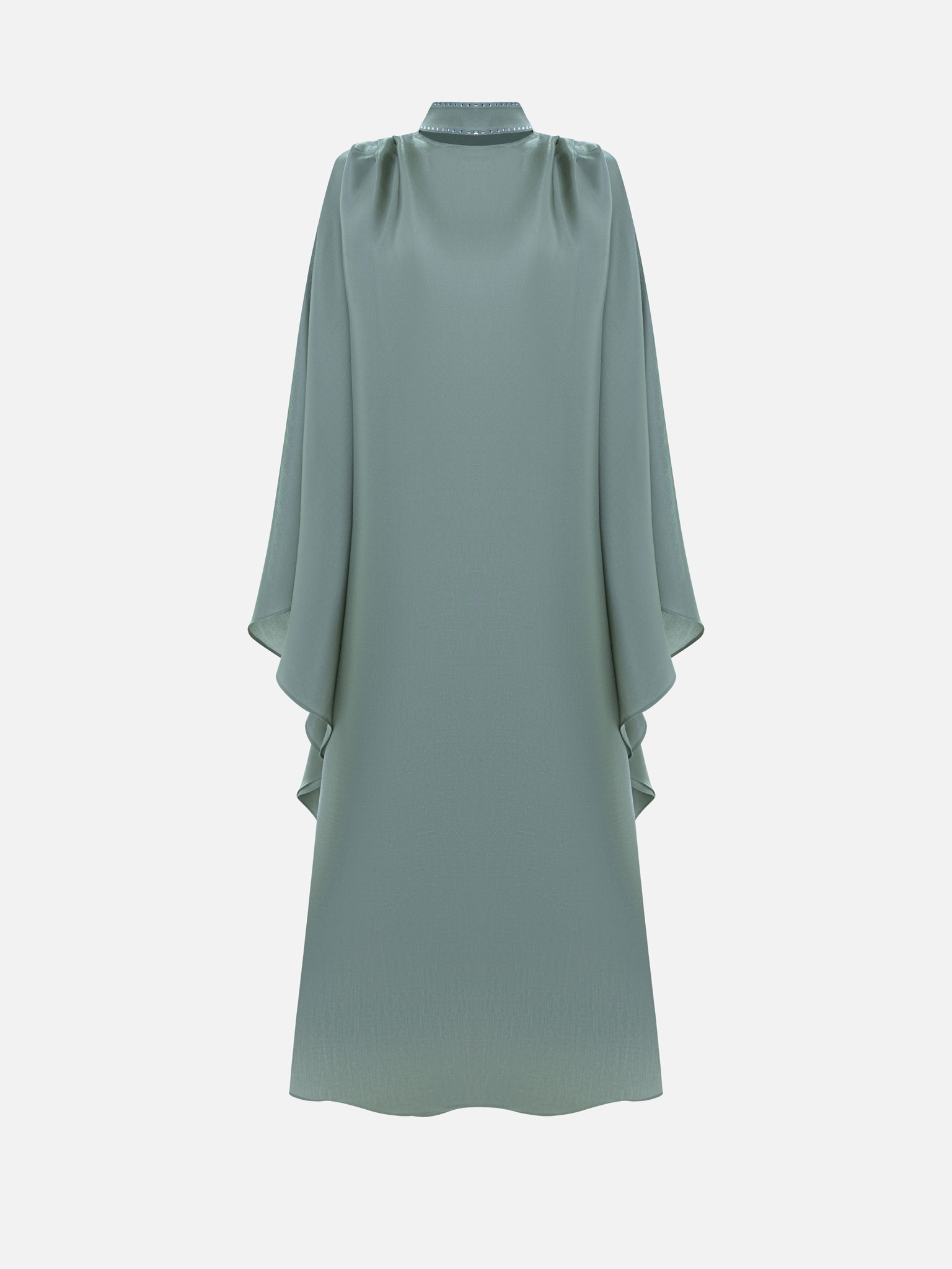 Loose maxi dress with rhinestones on collar