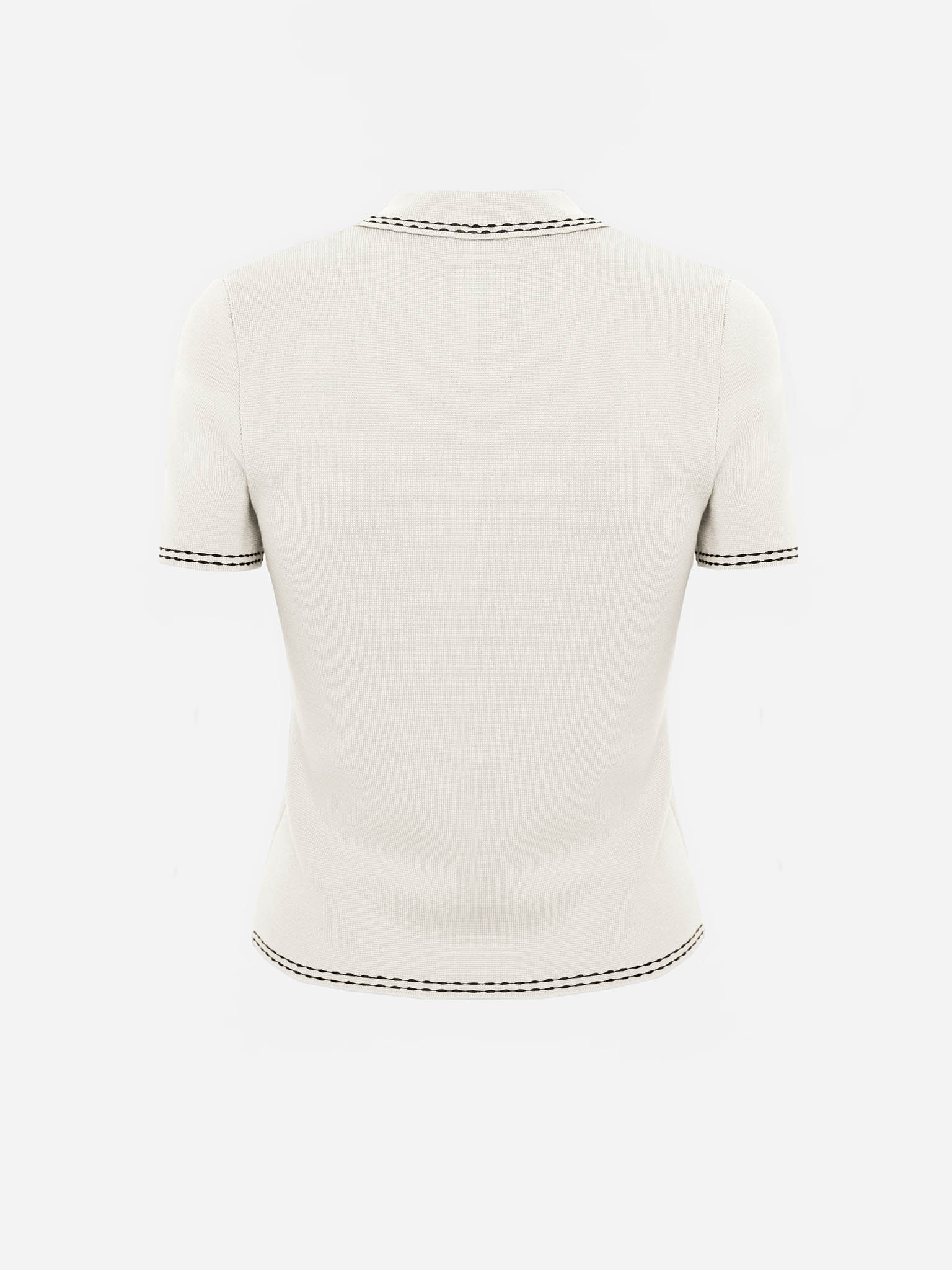 Поло из вискозы с отложным воротником и контрастной строчкой