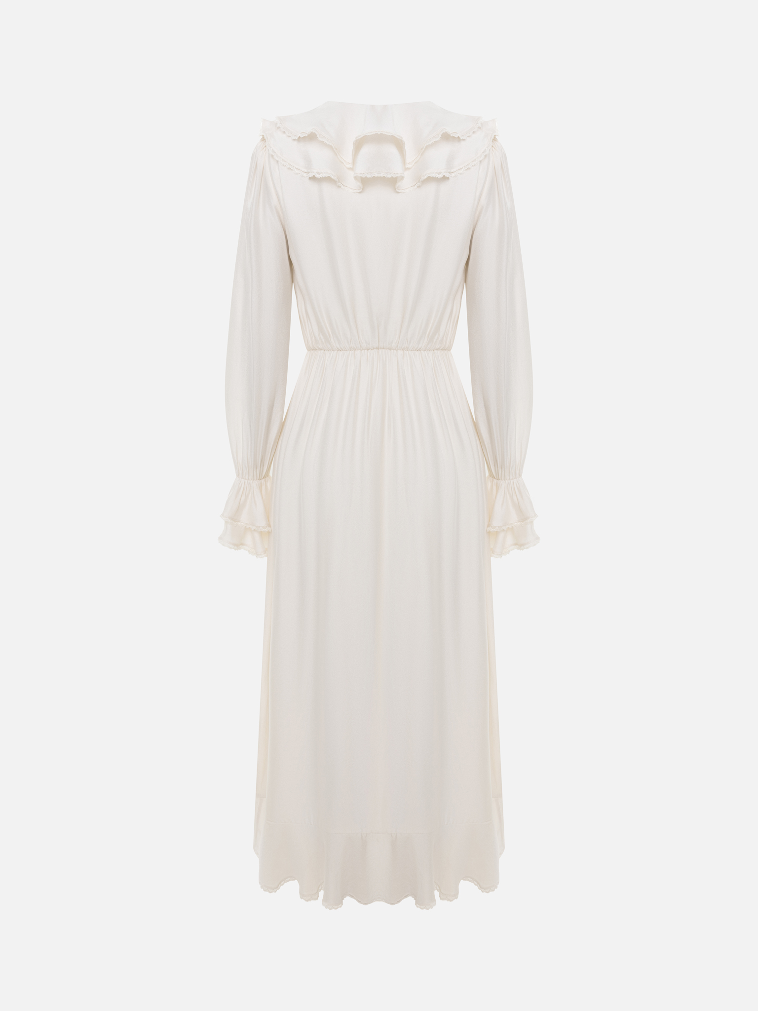 Lightweight midi dress with voluminous ruffles