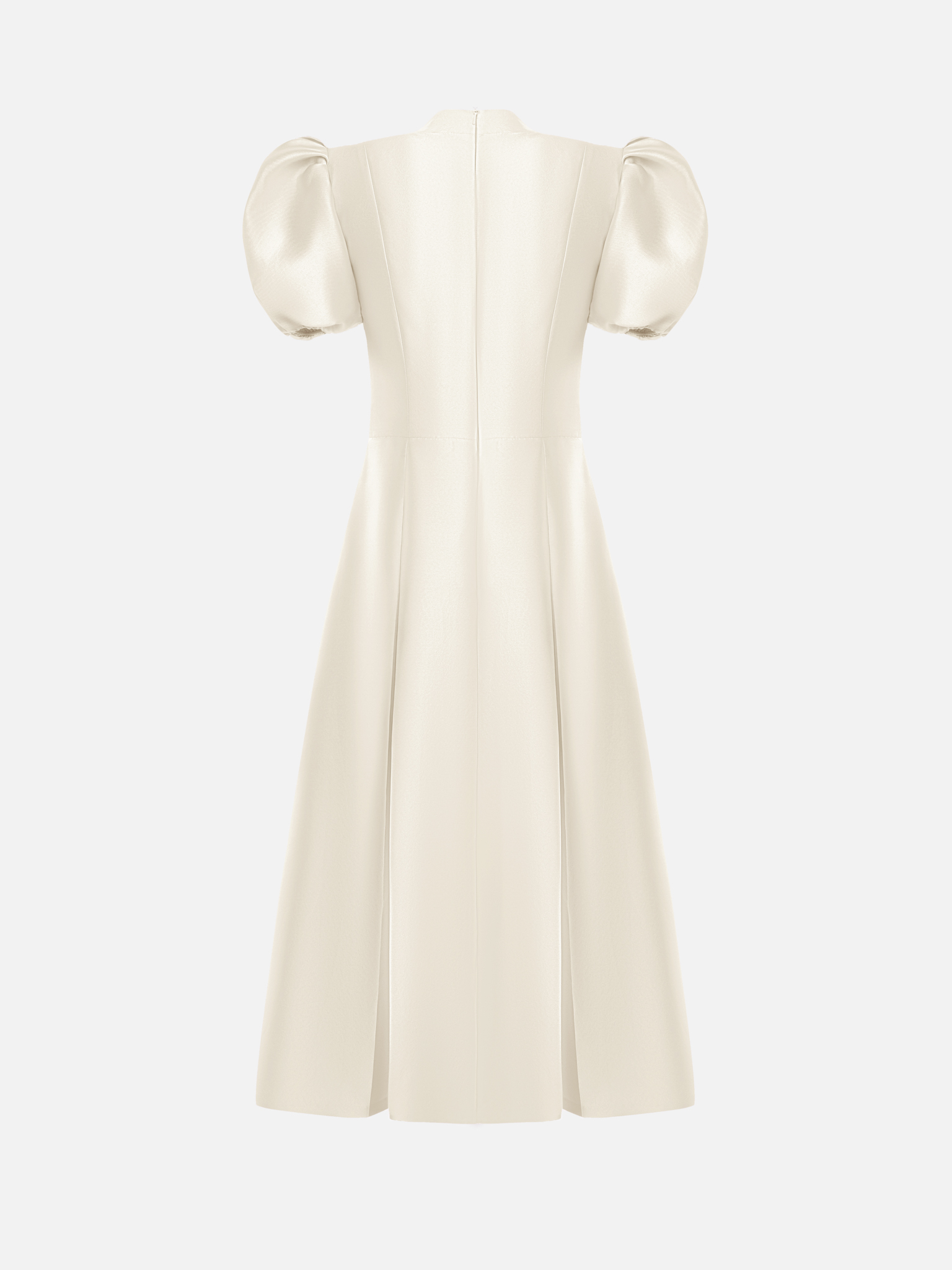 Midi dress with puff sleeves and puffy skirt