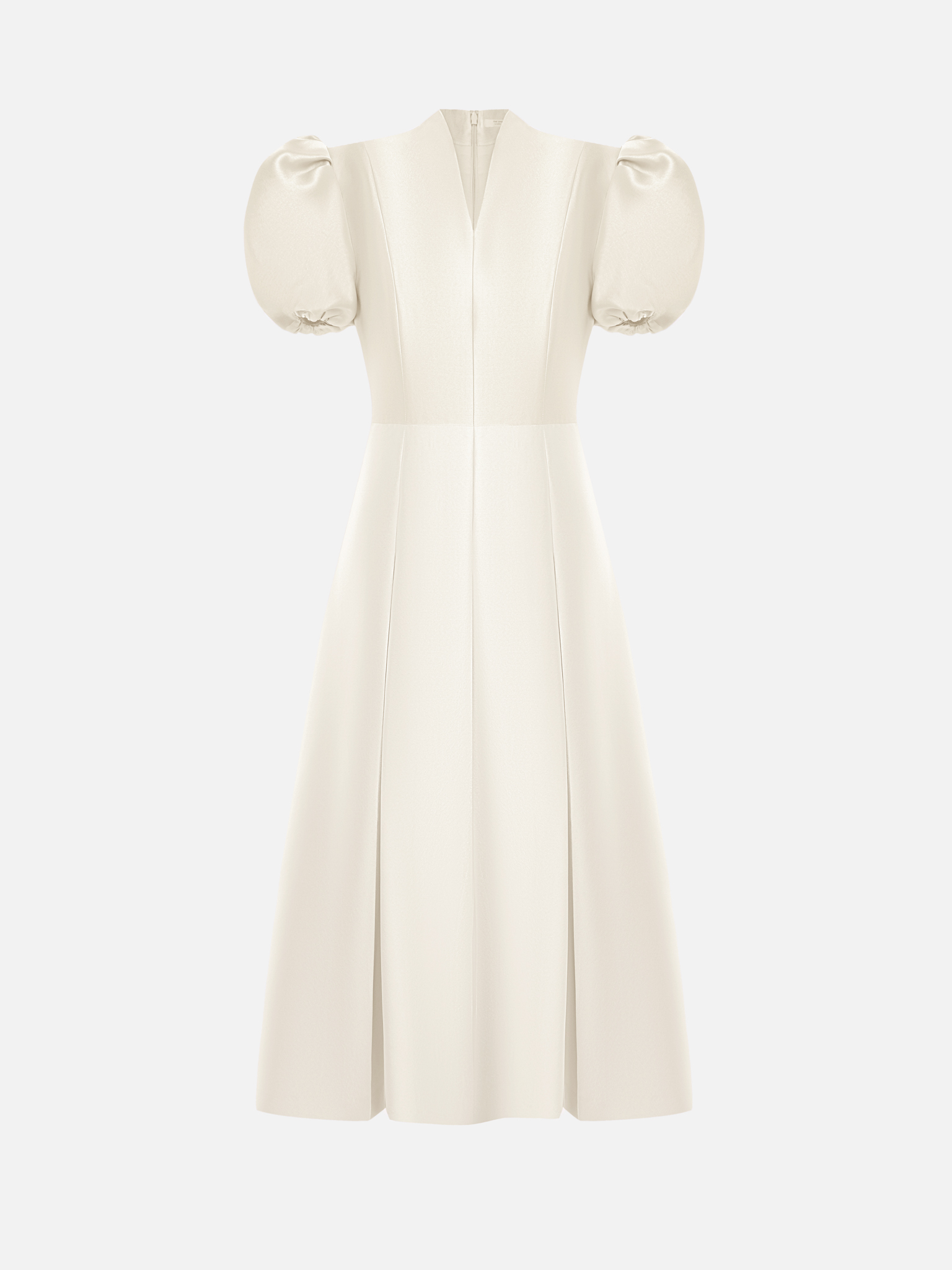 Midi dress with puff sleeves and puffy skirt