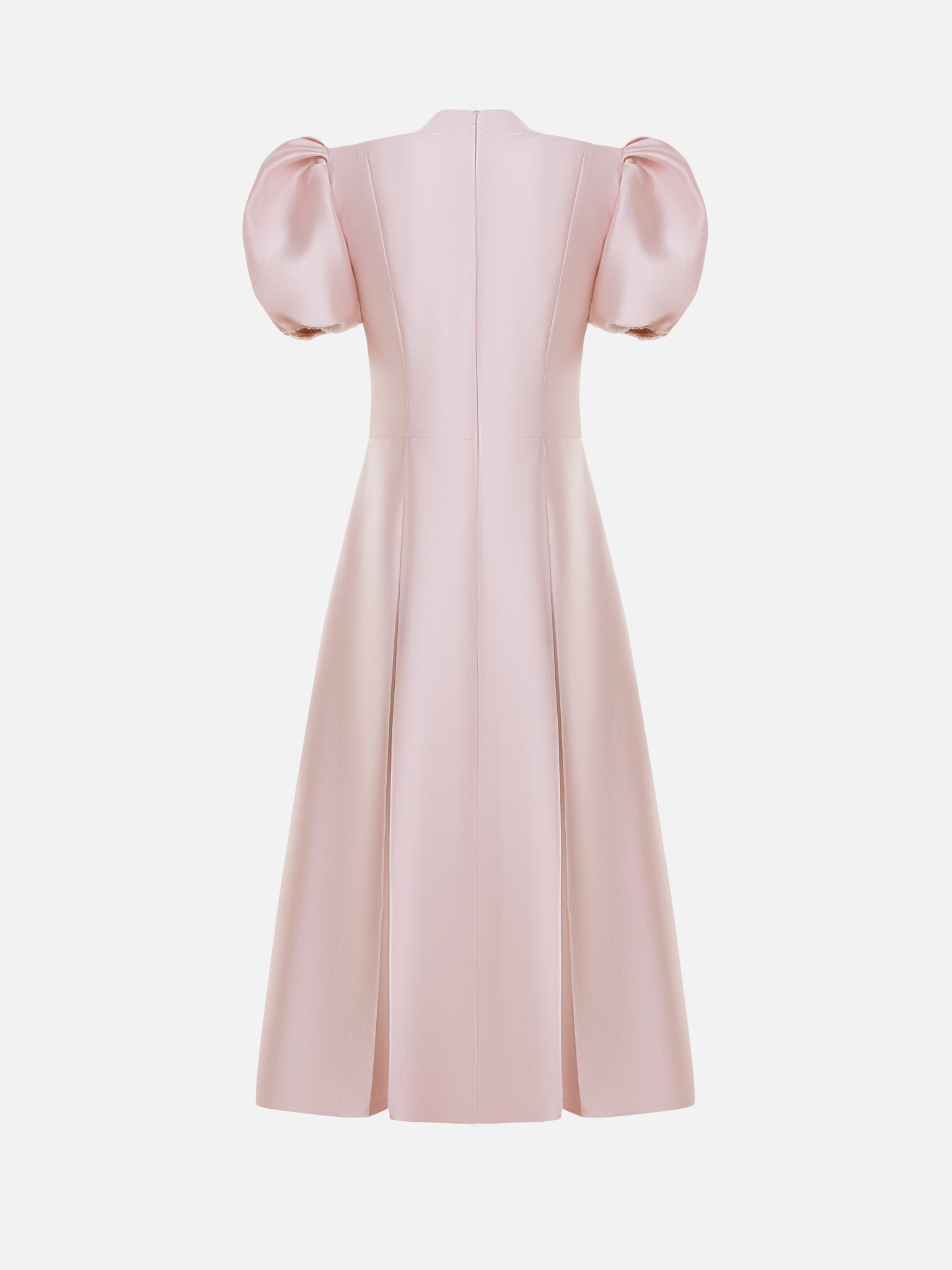 Midi dress with puff sleeves and puffy skirt