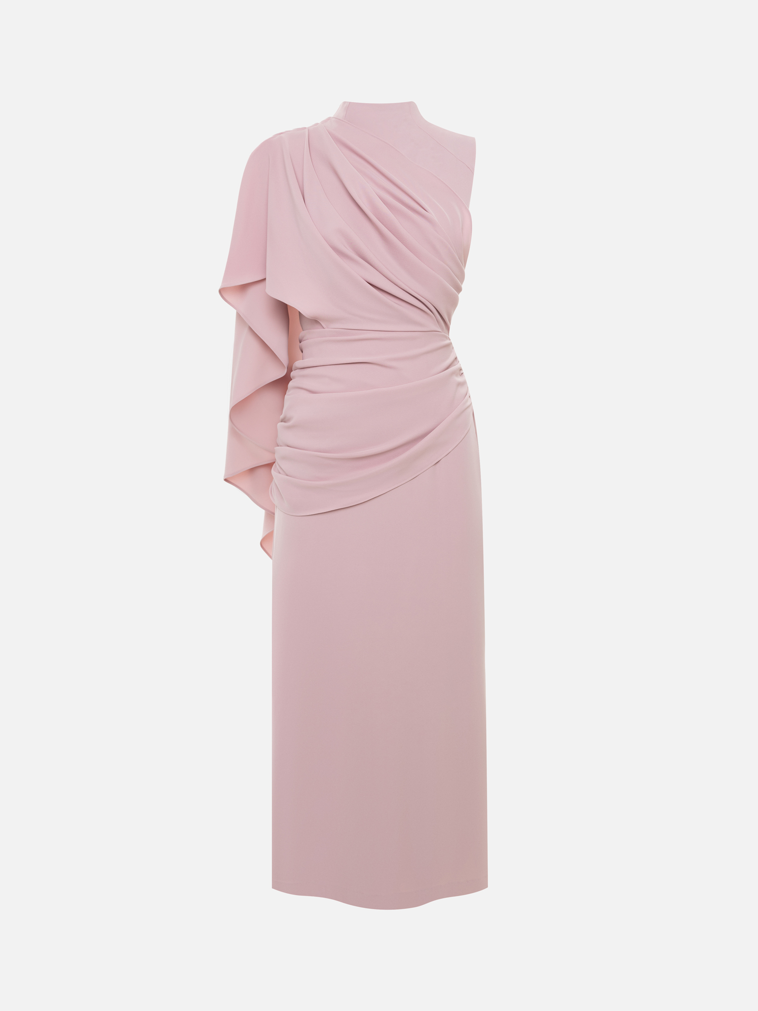 فستان ماكسي مع ثنيات على الكتف الواحد