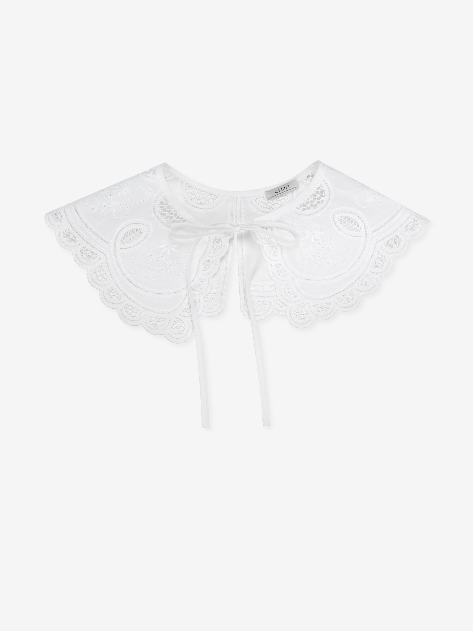 Decorative collar with ties and openwork trim