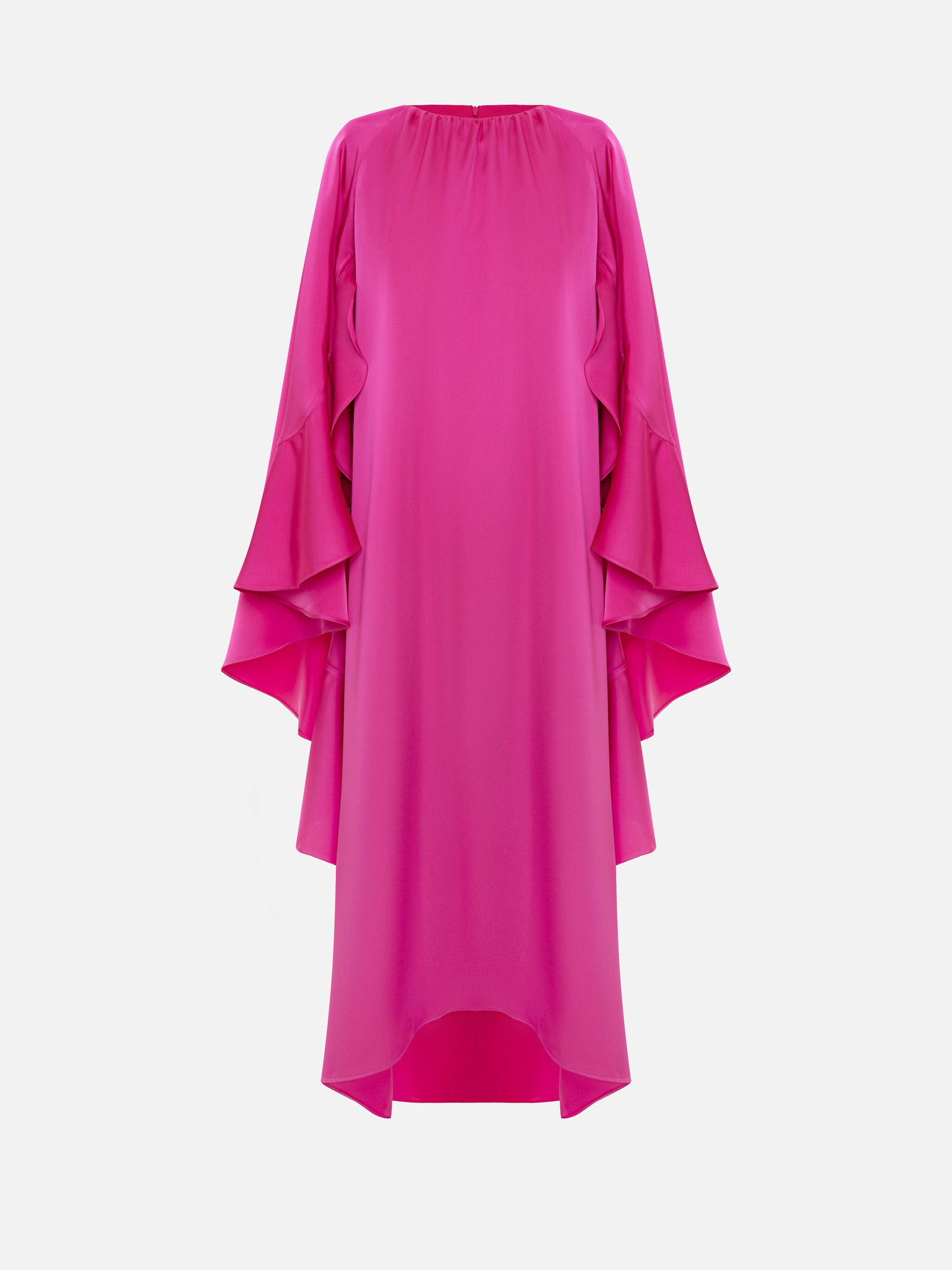 Voluminous maxi dress with flounce sleeves