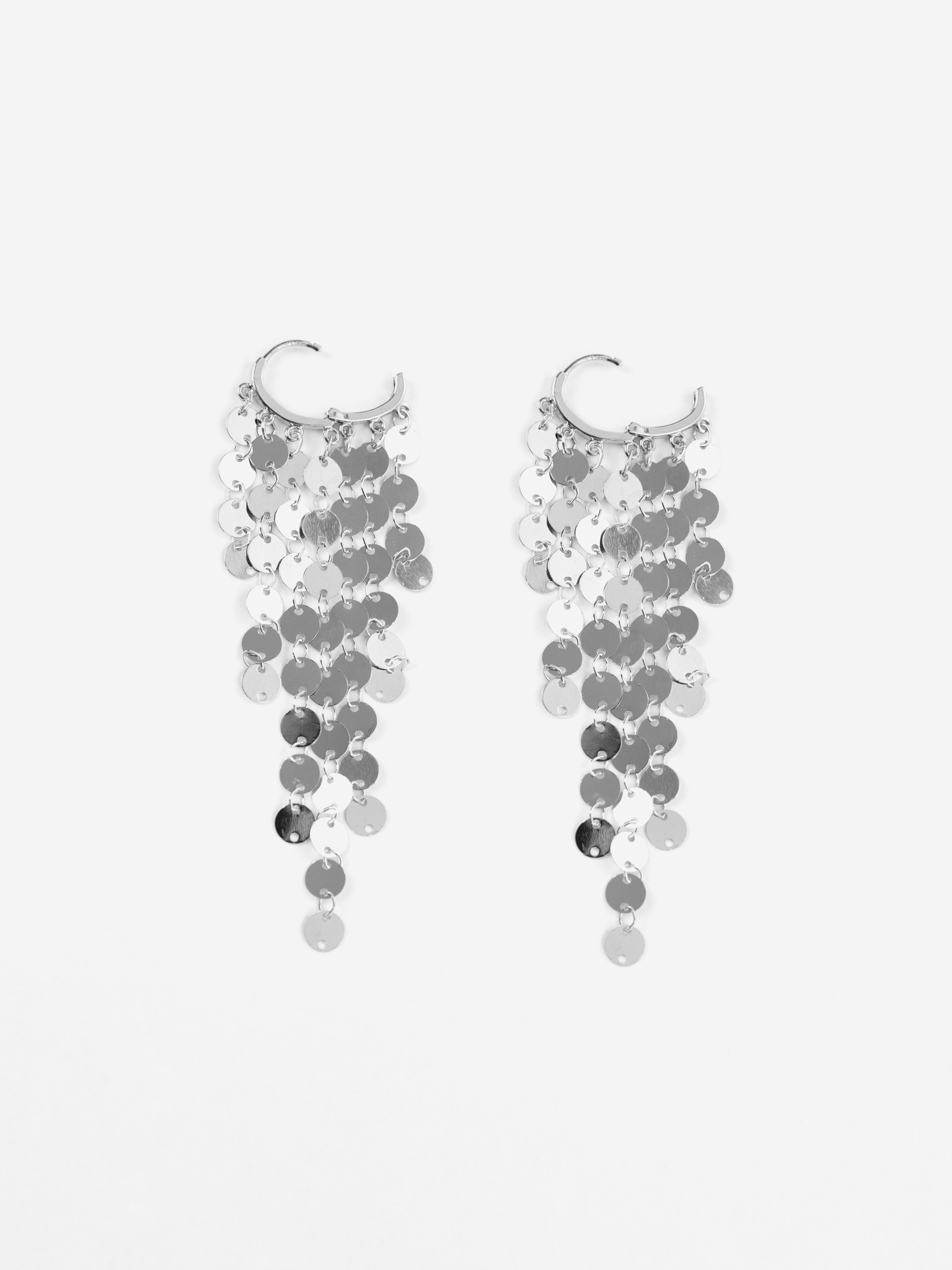 Silvertone earrings with pendant decor