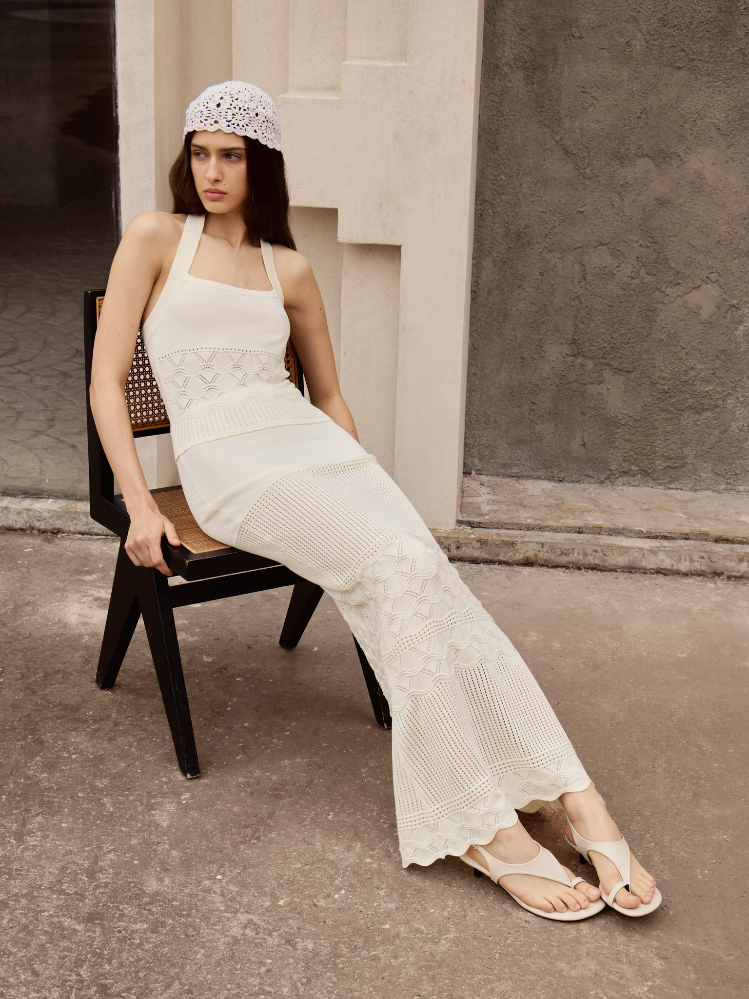 Юбка макси из трикотажа комбинированной вязки