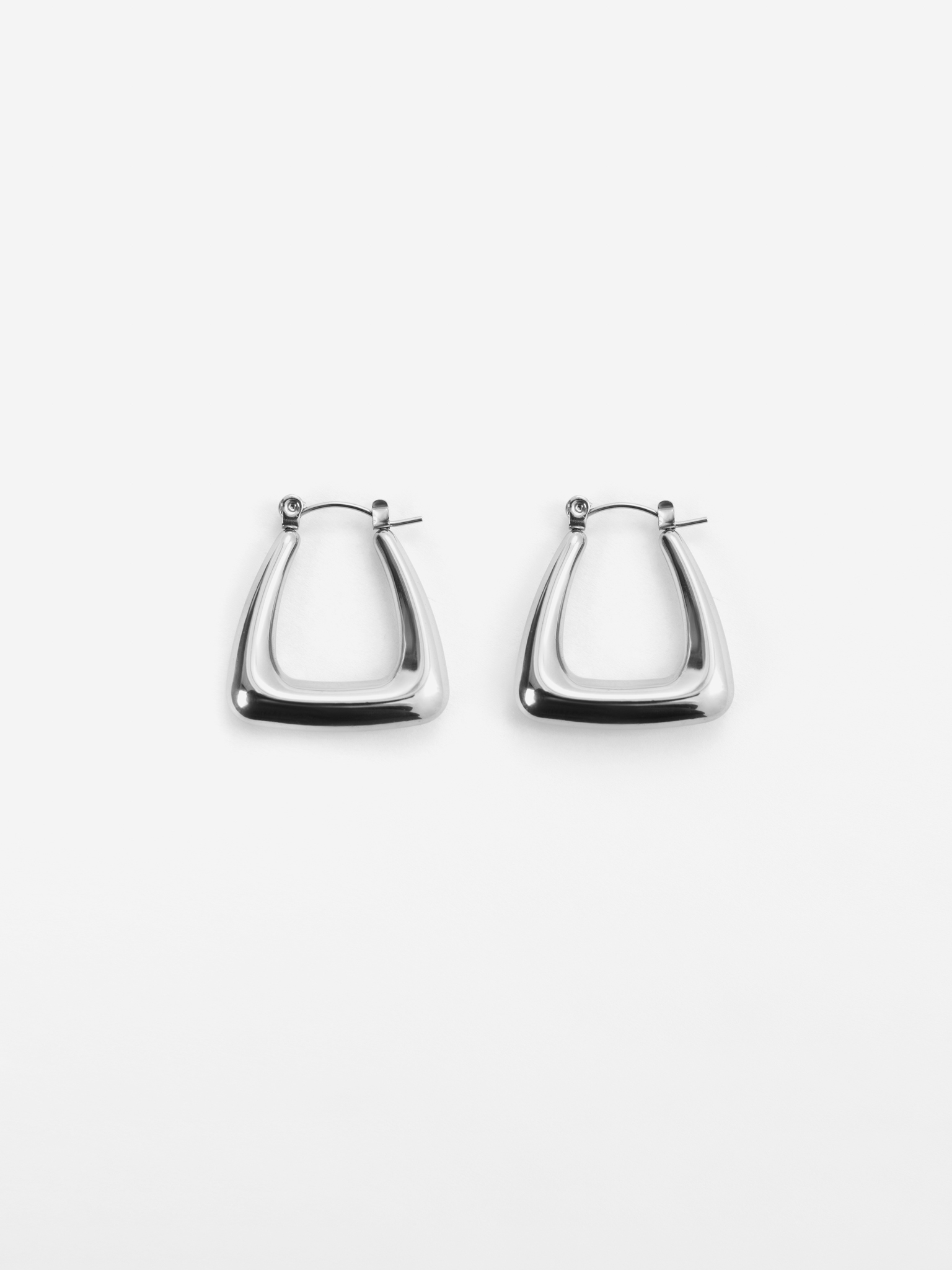 Silvertone trapezoid-shaped earrings