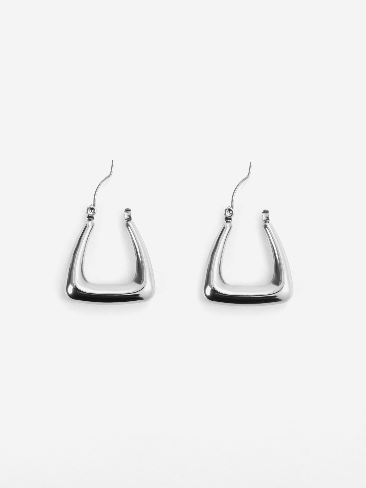 Silvertone trapezoid-shaped earrings