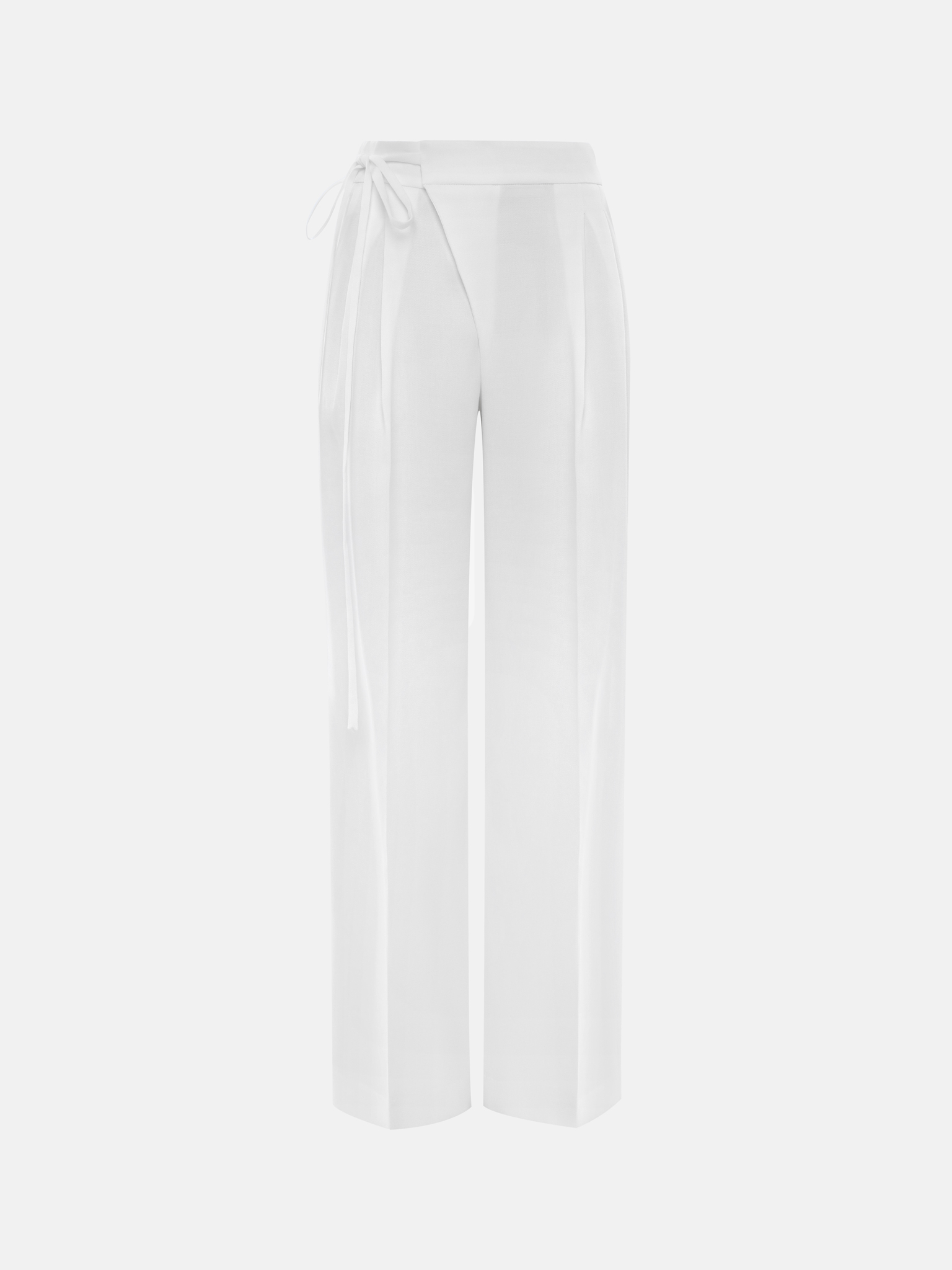 Viscose trousers with asymmetrical waist ties