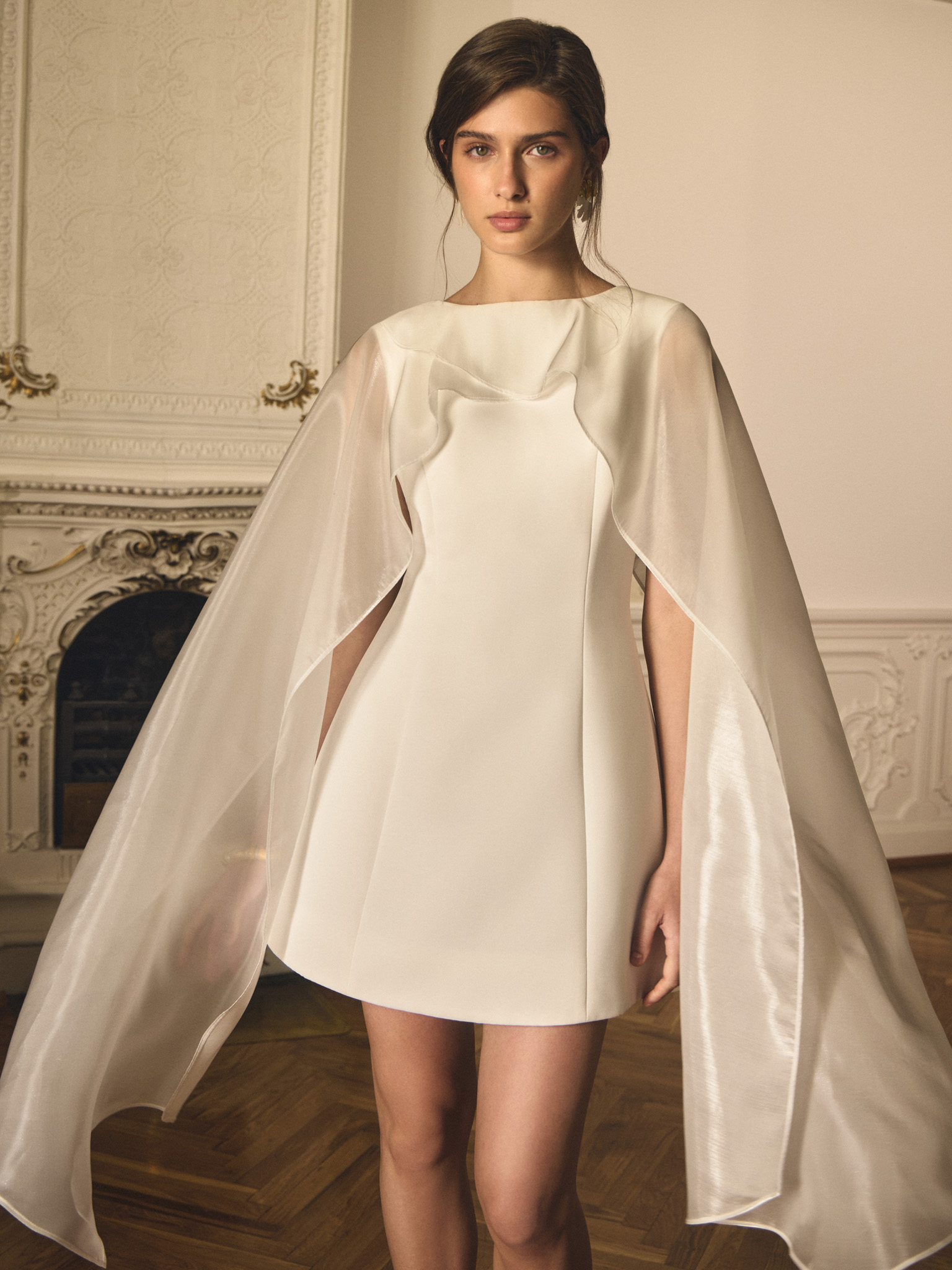 Mini dress with semi-transparent train :: LICHI - Online fashion store