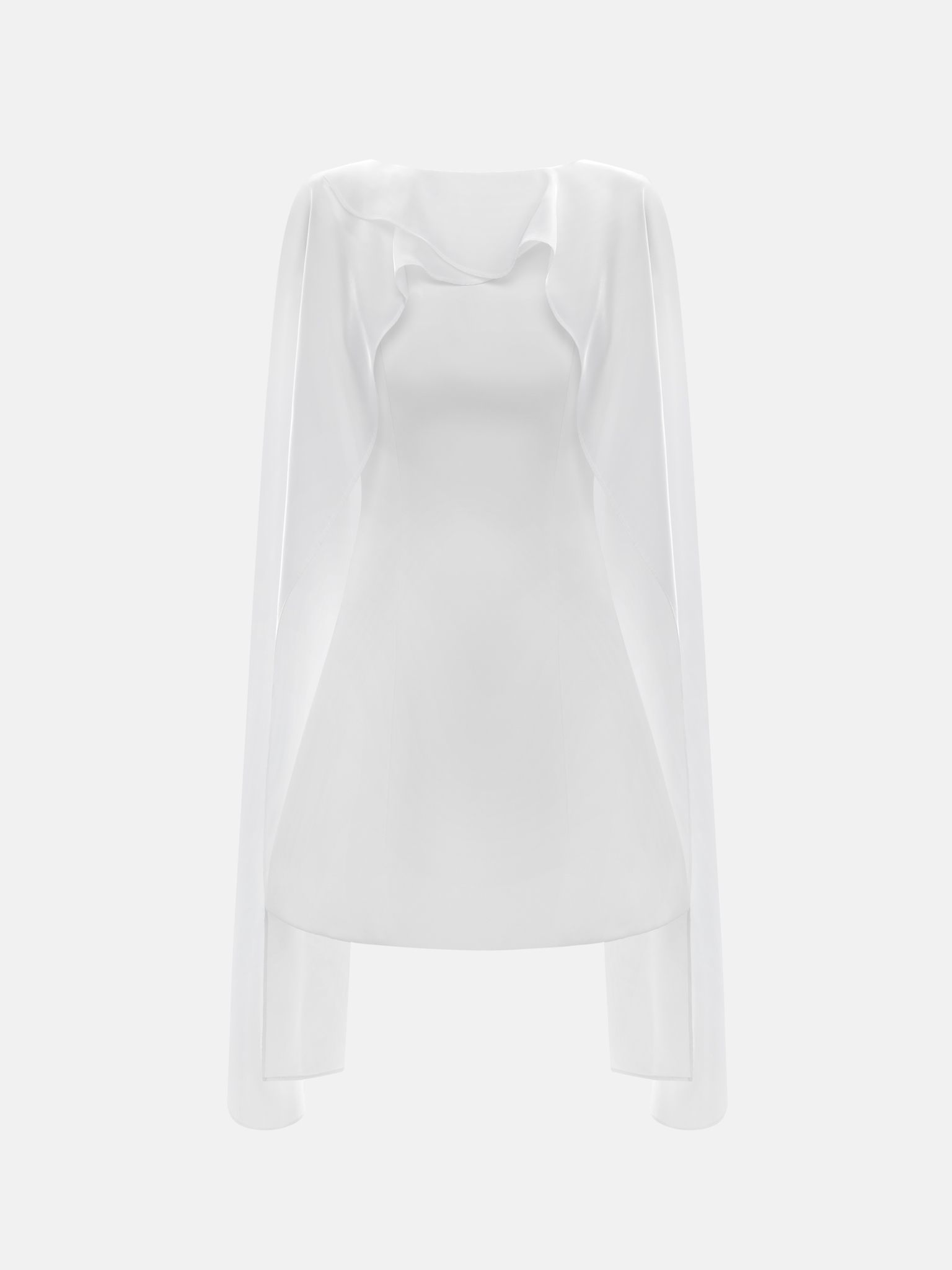 Mini dress with semi-transparent train