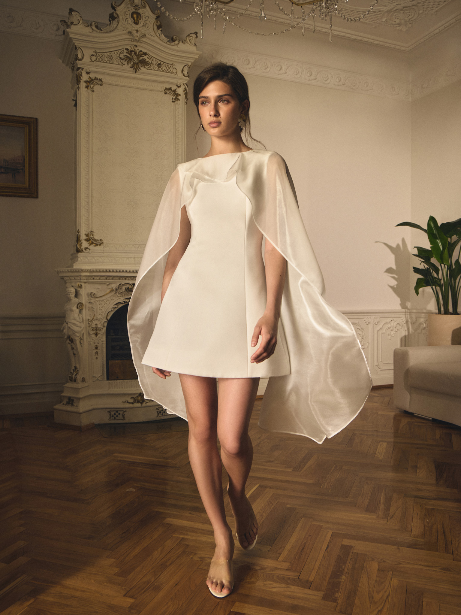 Mini dress with semi-transparent train :: LICHI - Online fashion store