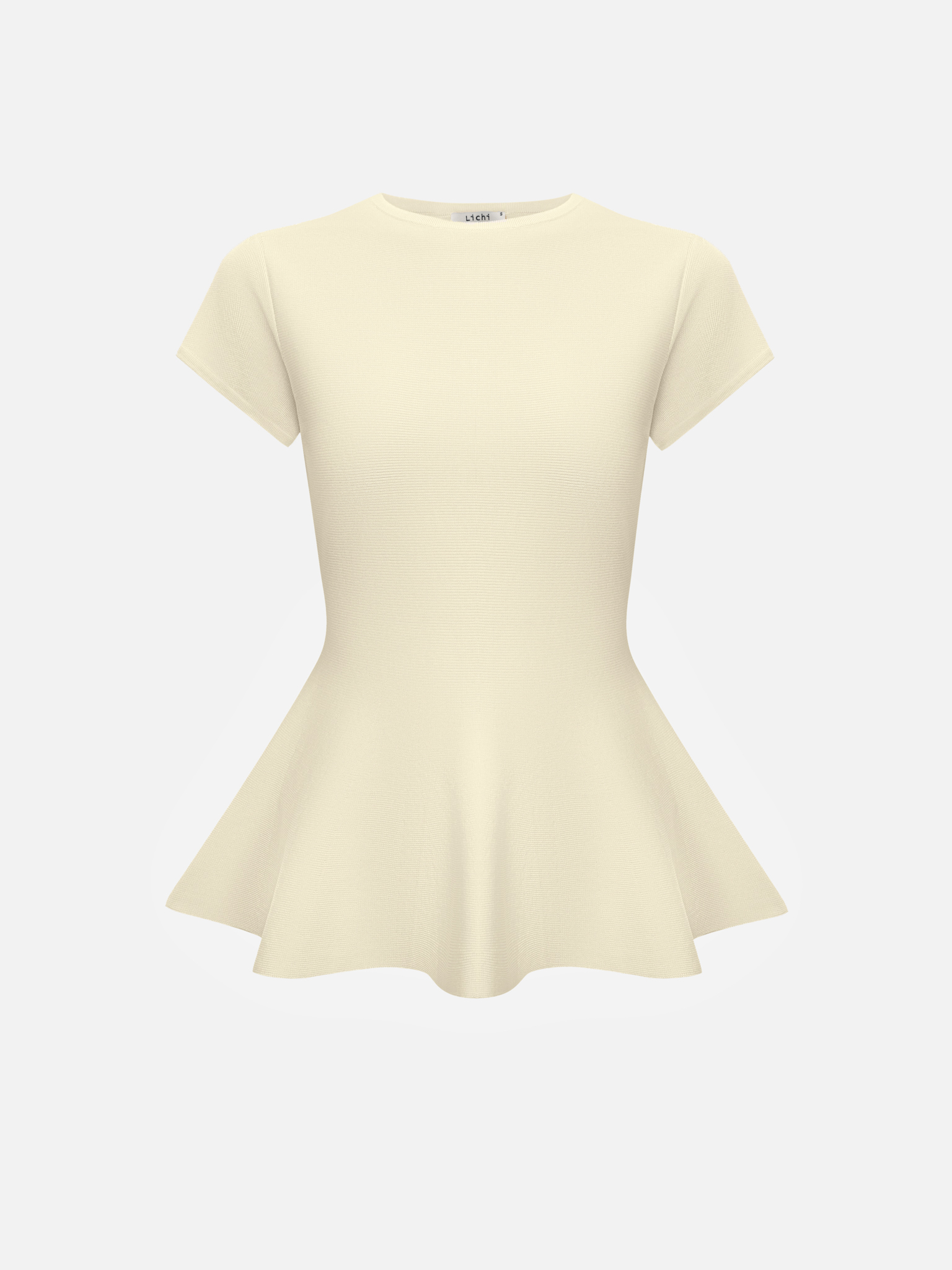 Viscose top with short sleeves and peplum at the waist