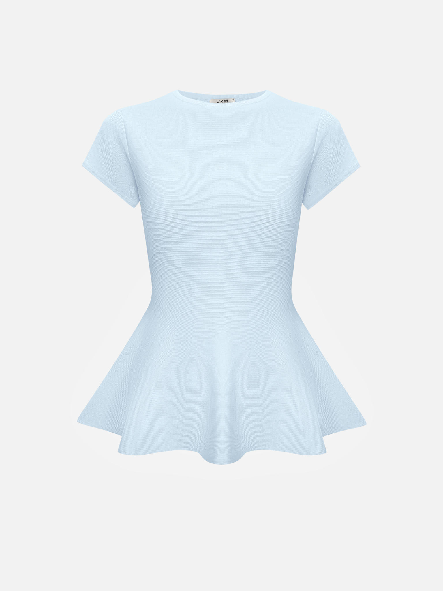 Viscose top with short sleeves and peplum at the waist