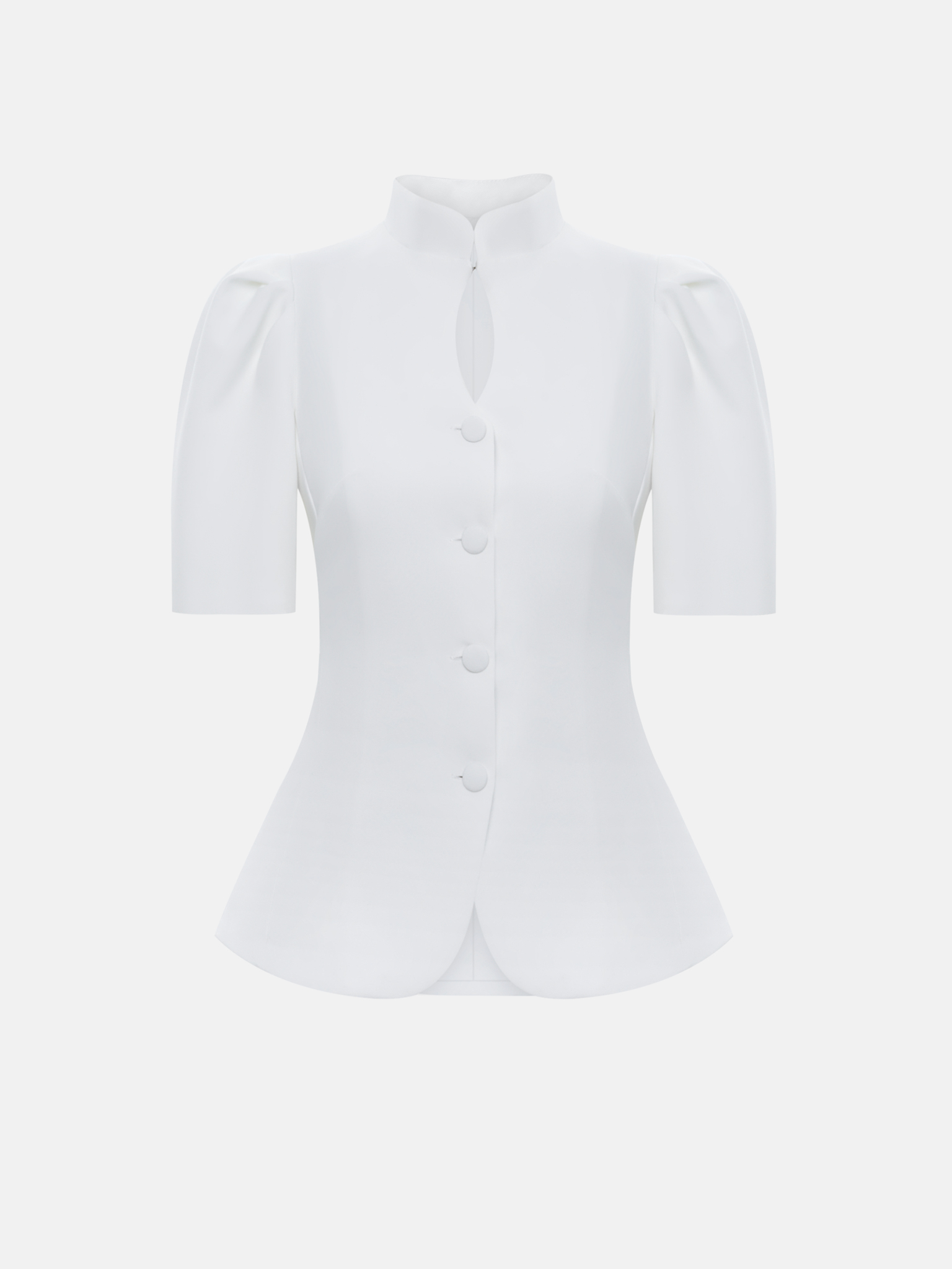 Однобортный жакет с воротником-стойкой и короткими рукавами