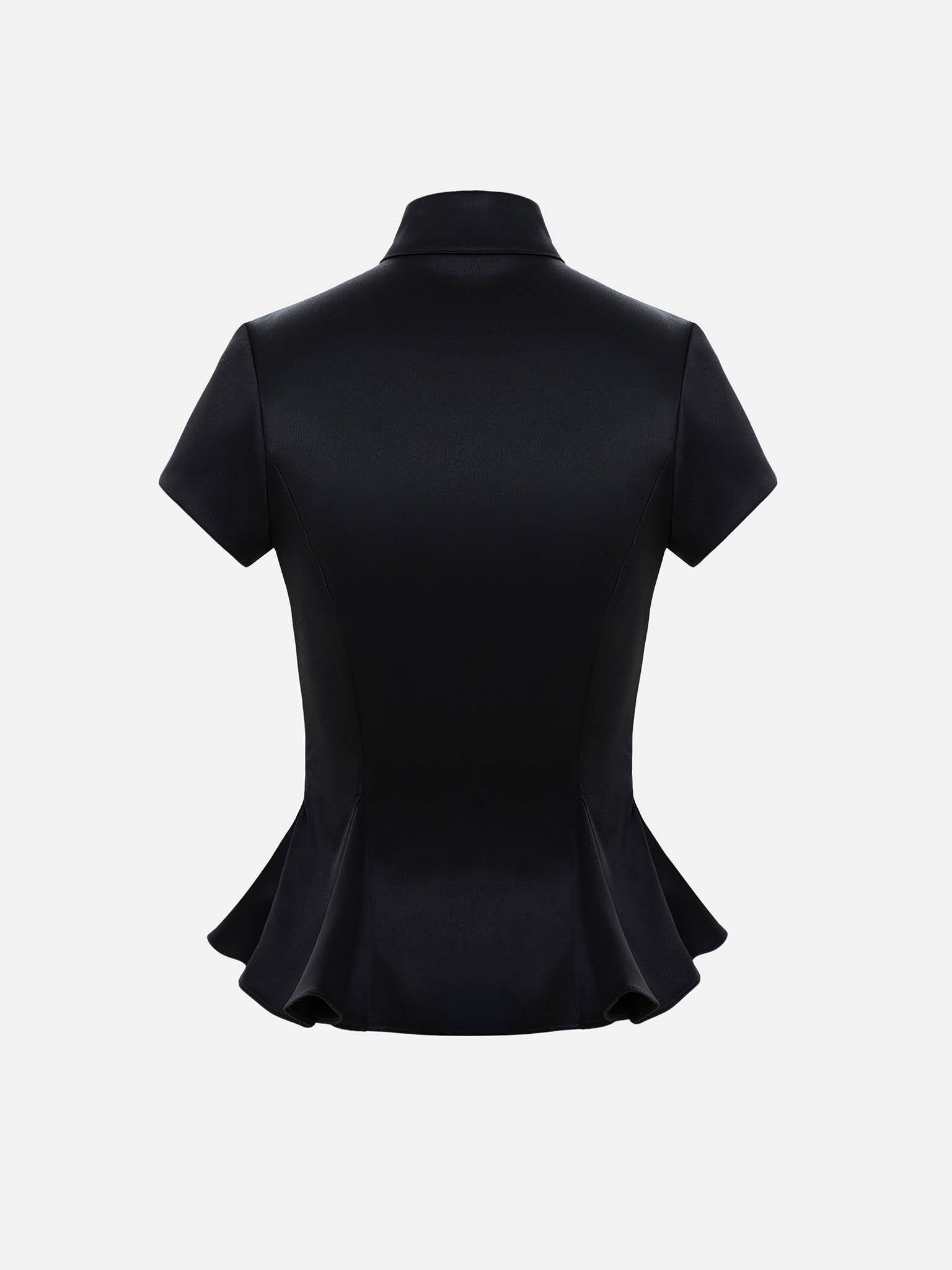 Блуза из гладкой ткани с баской и завязками в тон