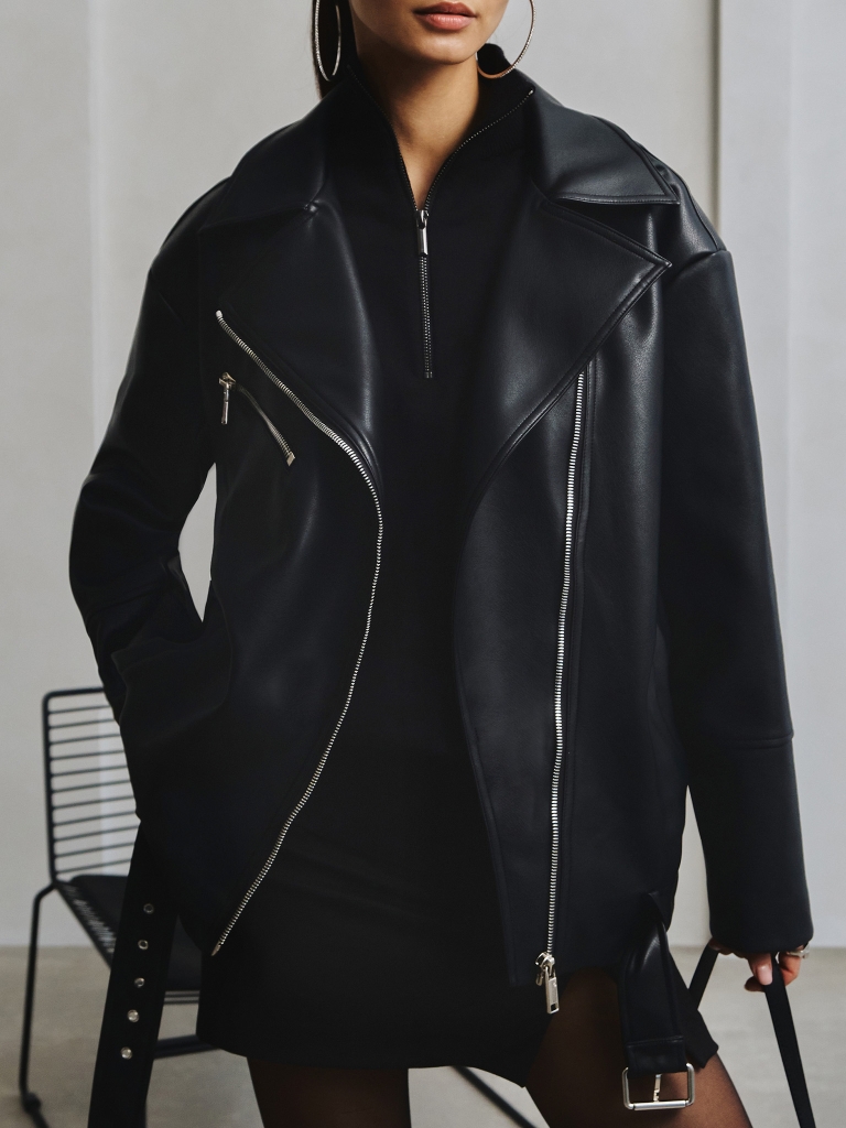 Oversized eco-leather jacket