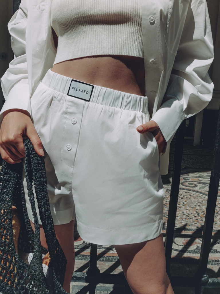 High-waisted monochrome shorts