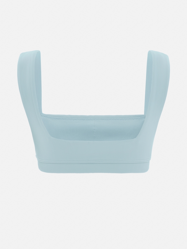 Ribbed wide-strapped bikini top
