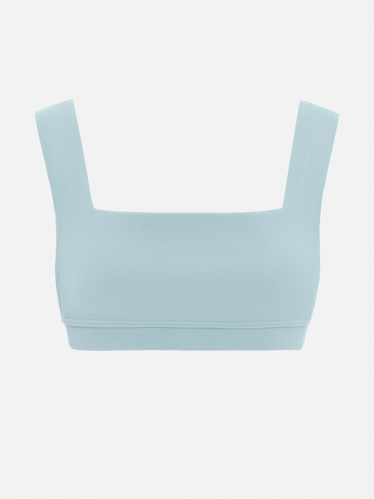 Ribbed wide-strapped bikini top