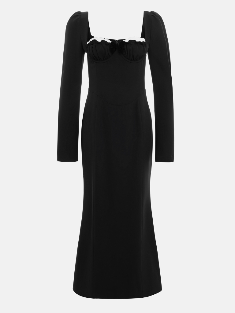 Midi dress with bright lace on the bodice