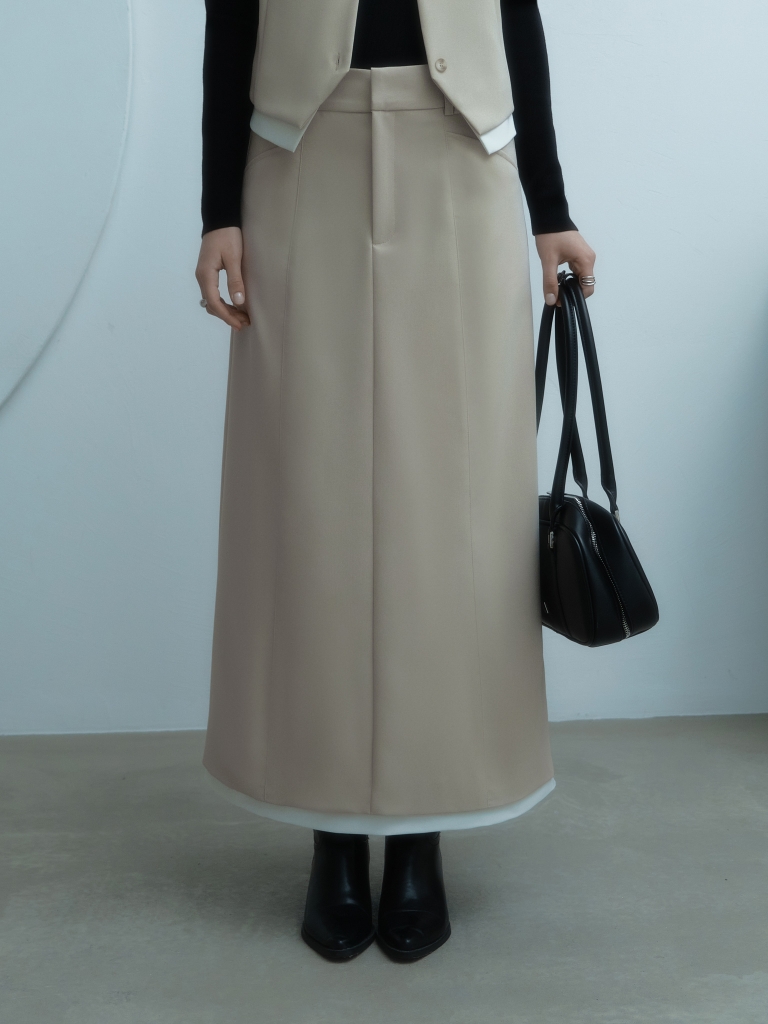 Straight maxi skirt with contrast inset