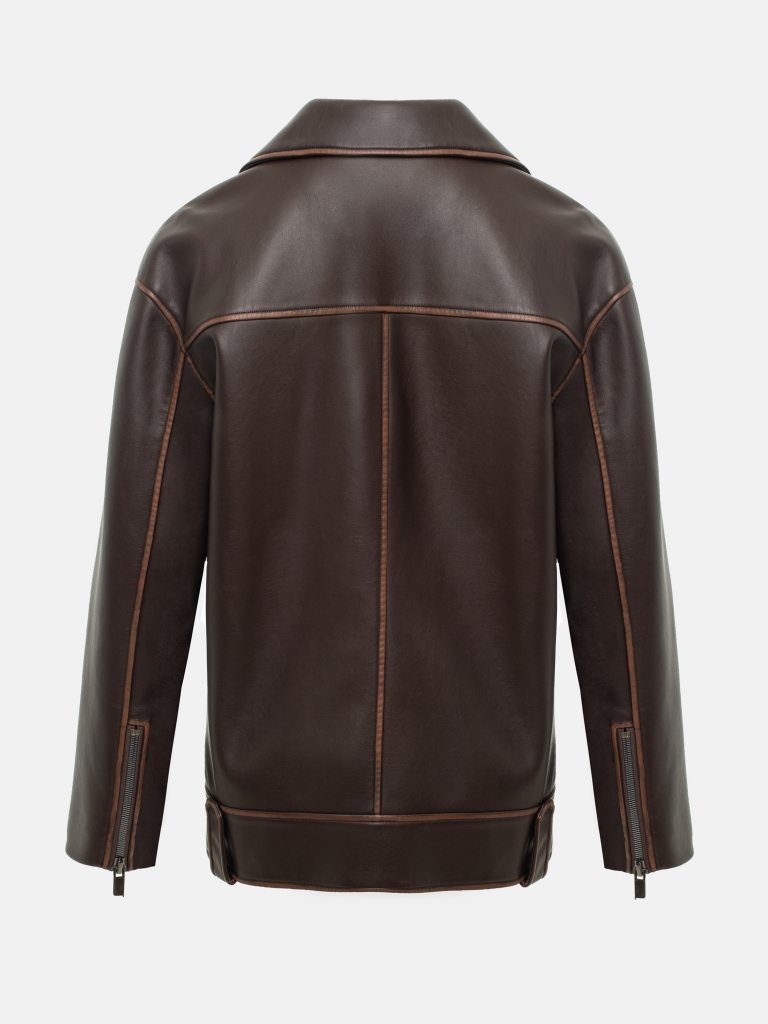 Long eco-leather jacket with zip fastening :: LICHI - Online