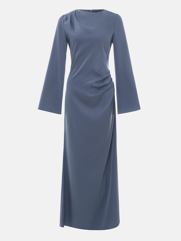 Maxi dress with asymmetrical gathers