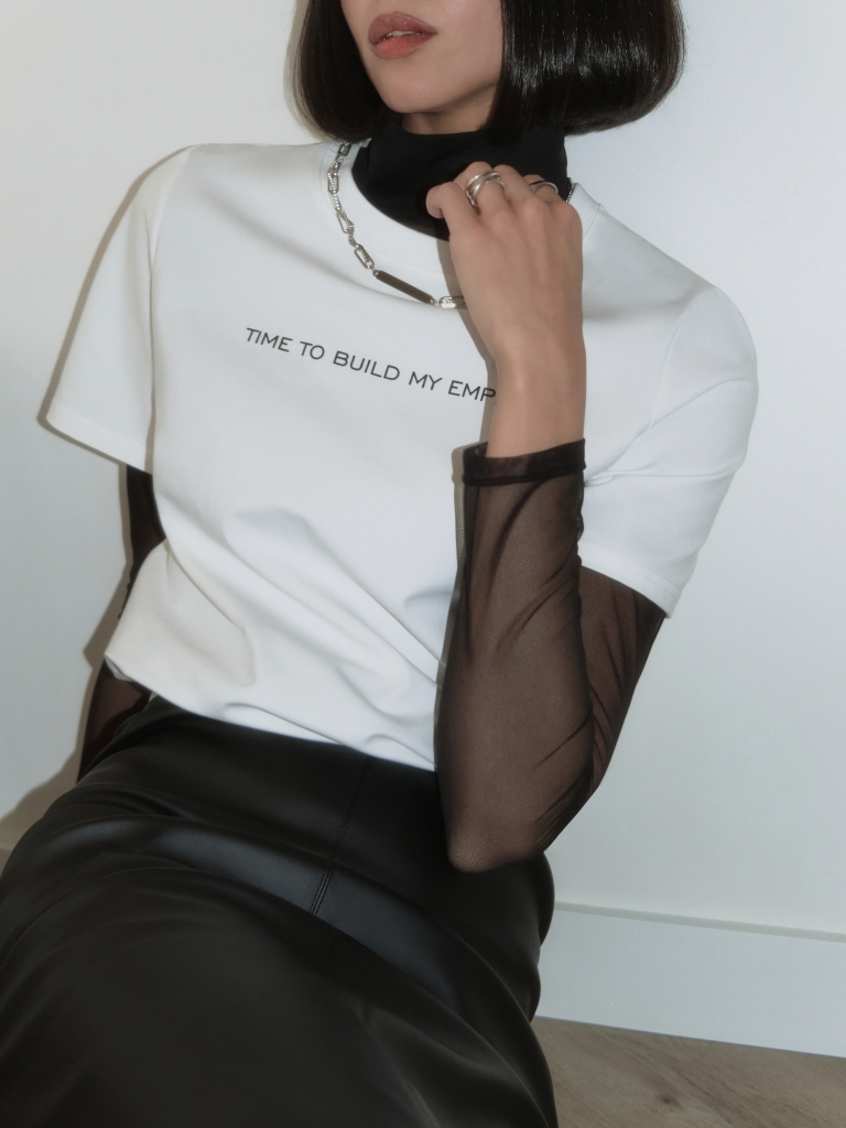 Straight fit T-shirt with lettering
